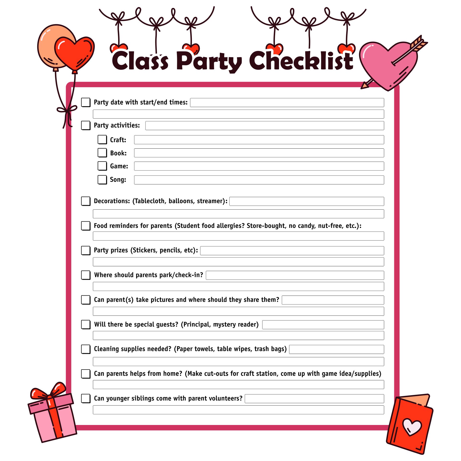 Valentine s Day Class List 10 Free PDF Printables Printablee