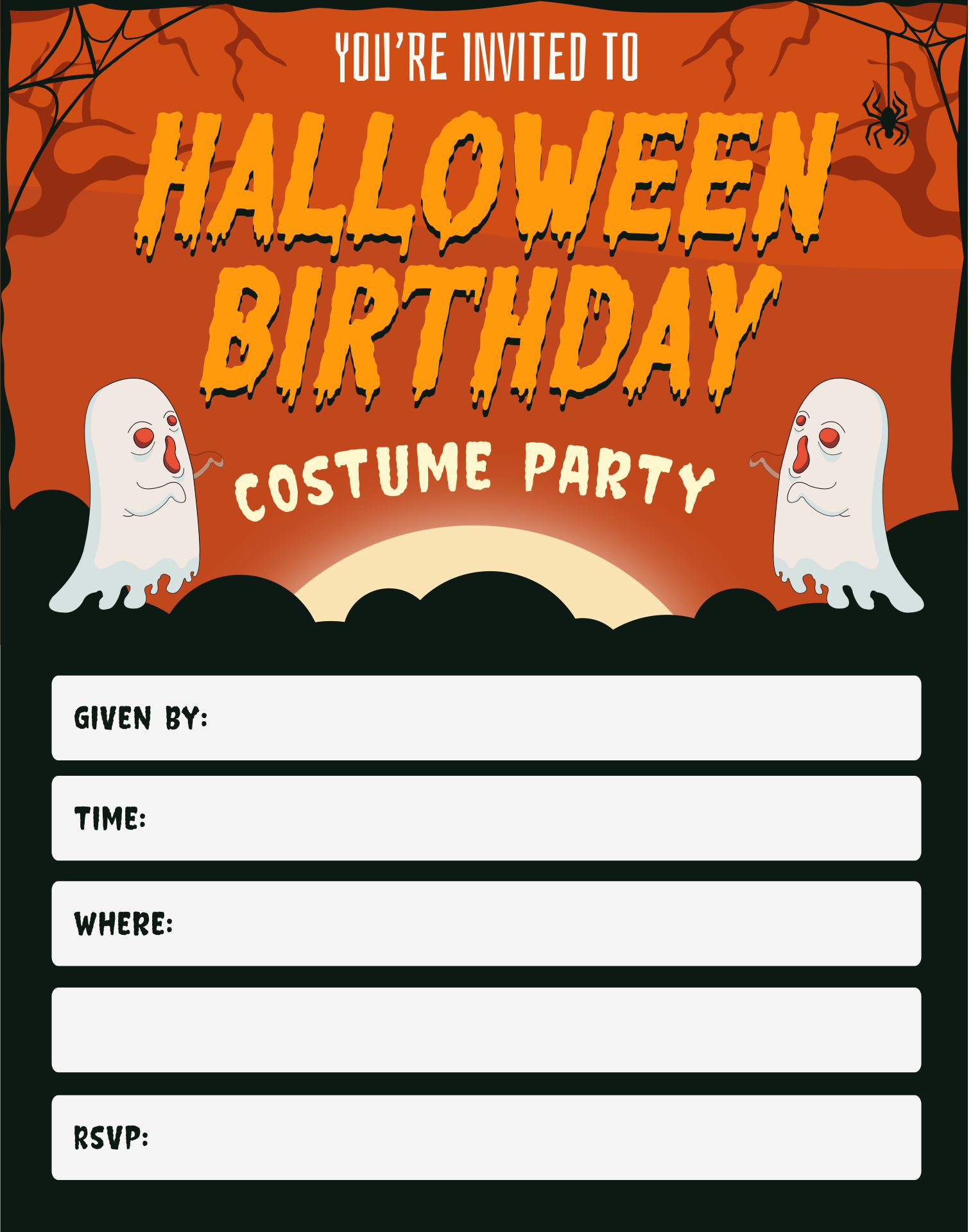 Halloween Birthday Party Invitation Templates - 15 Free PDF Printables ...