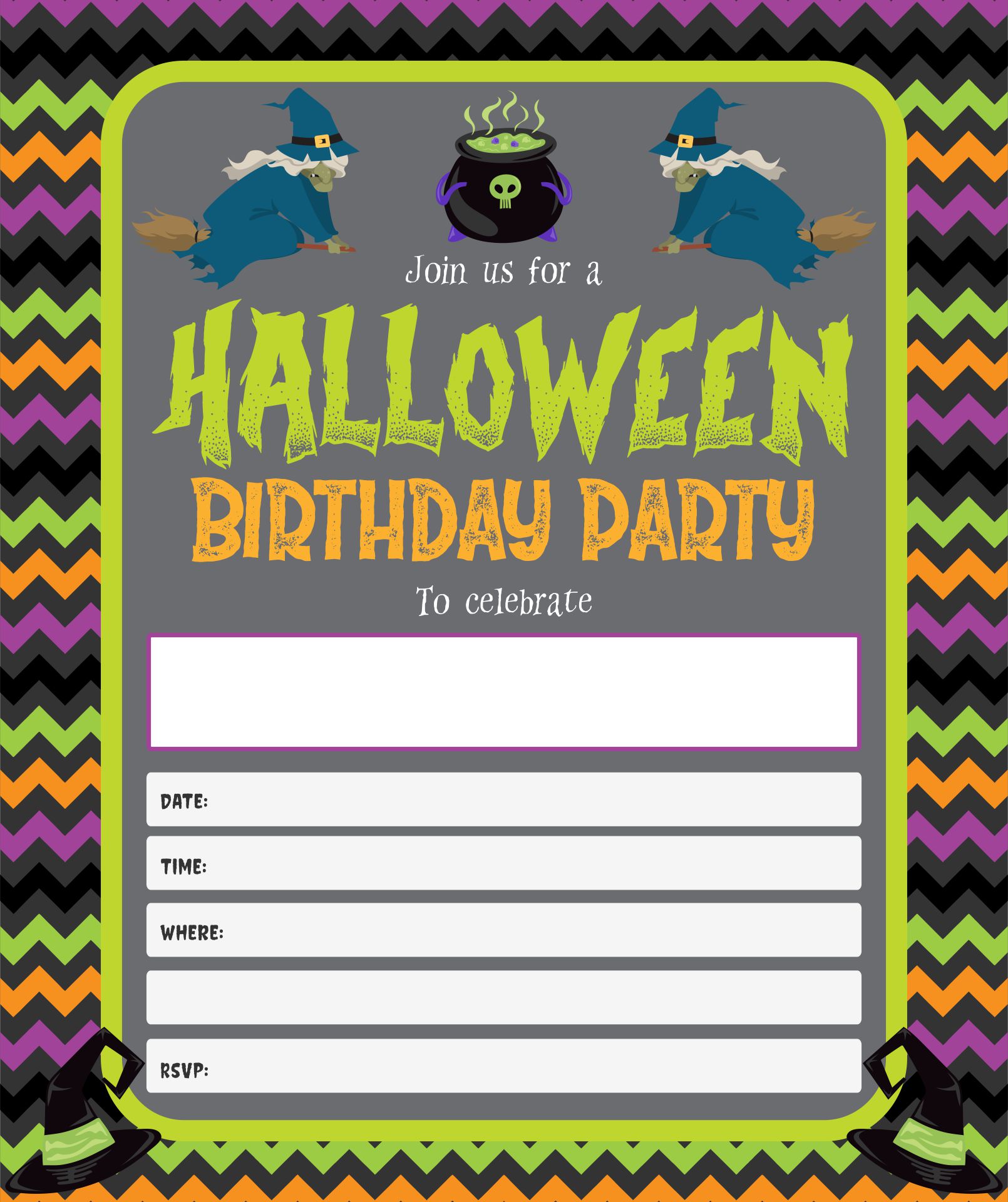 15 Best Halloween Birthday Party Printable Invitation Templates Free ...