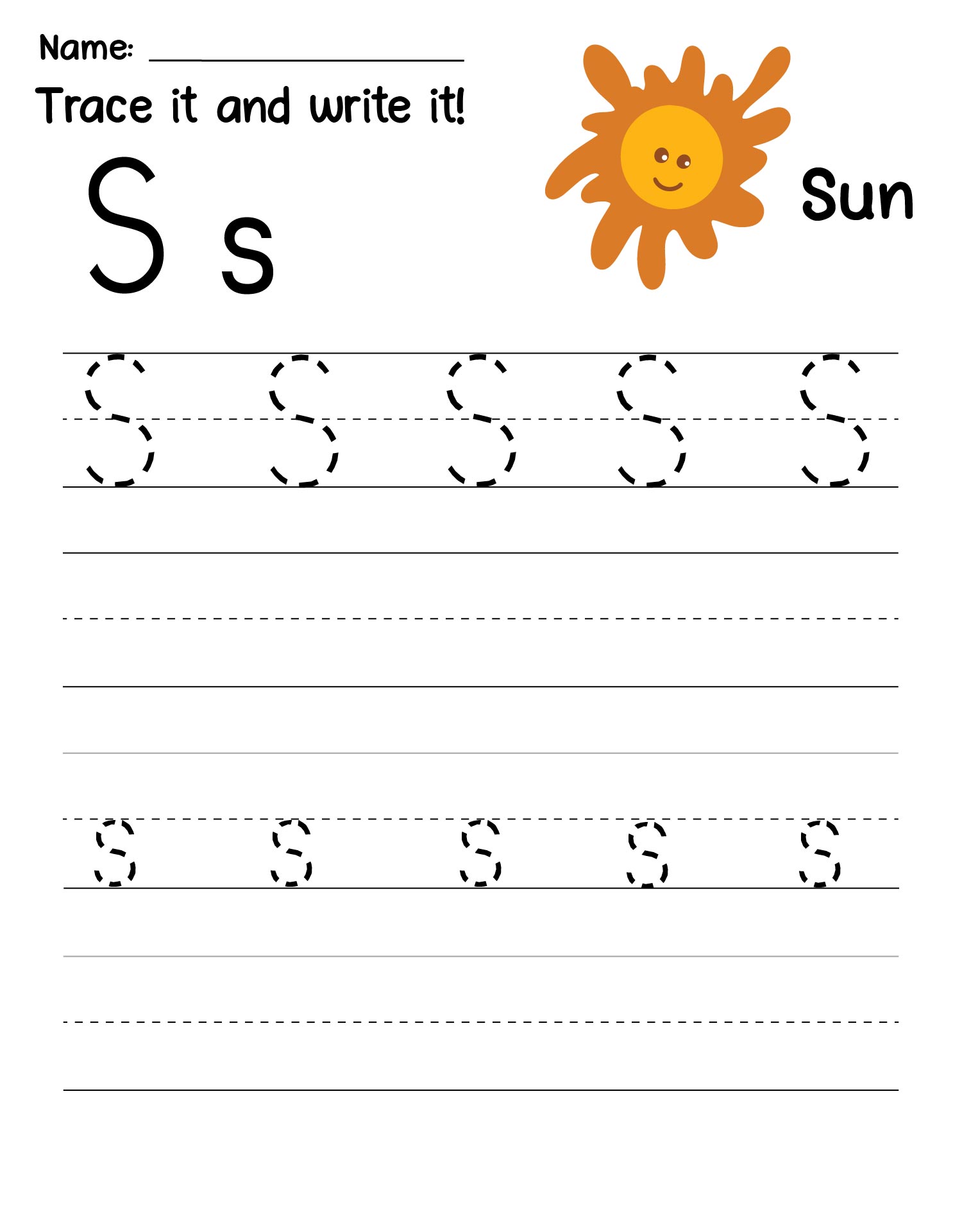 10 Best Printable Letter S Tracing Worksheets Preschool PDF for Free at ...