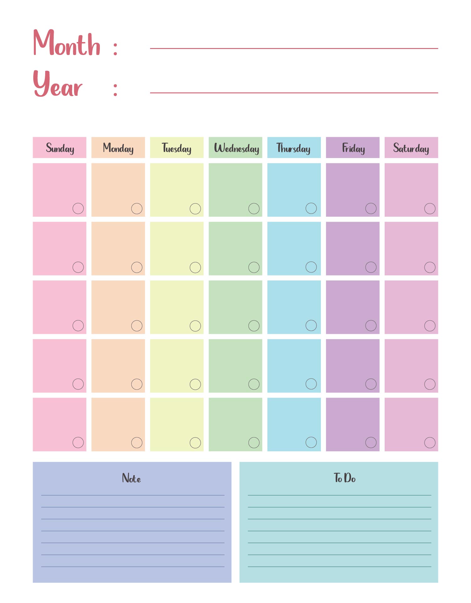 Cute Blank Calendar - 10 Free PDF Printables | Printablee