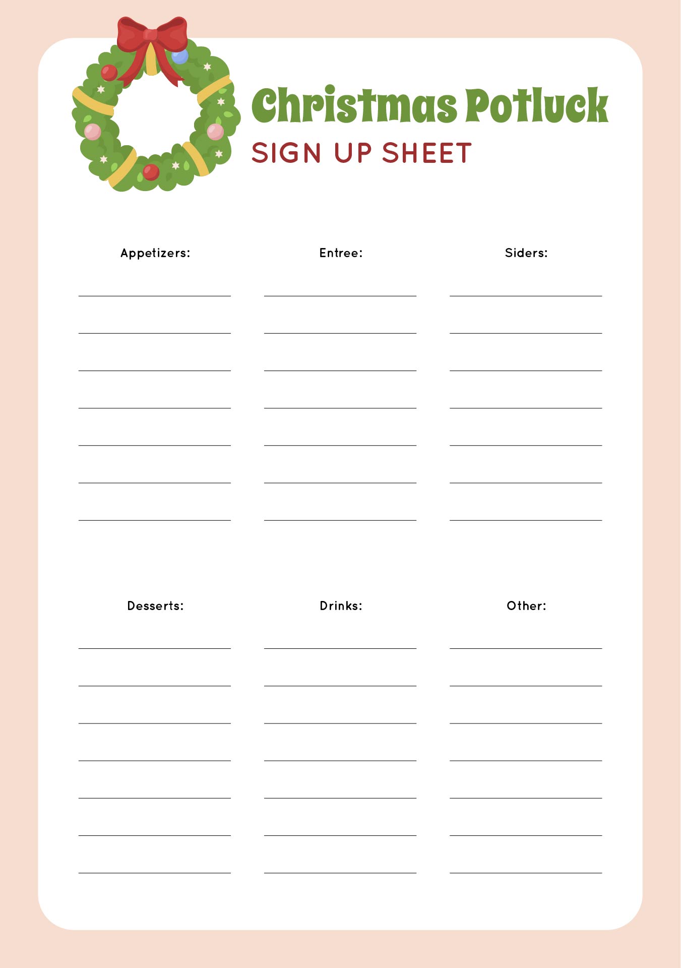15 Best Christmas Party Printable Sign Up Sheet PDF for Free at Printablee