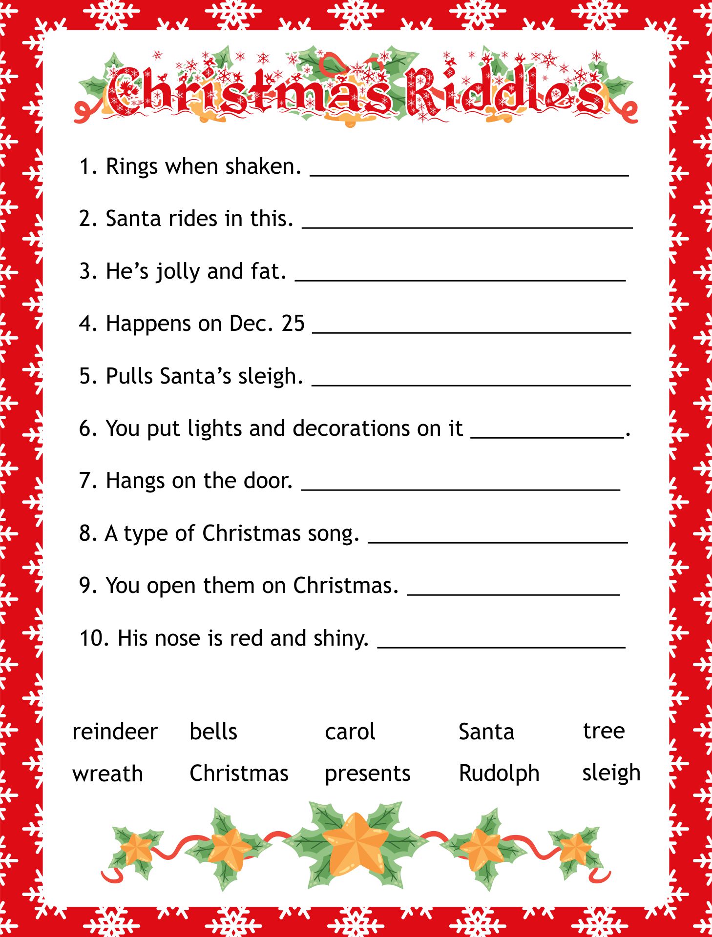 Christmas Brain Teasers Activities - 15 Free PDF Printables | Printablee