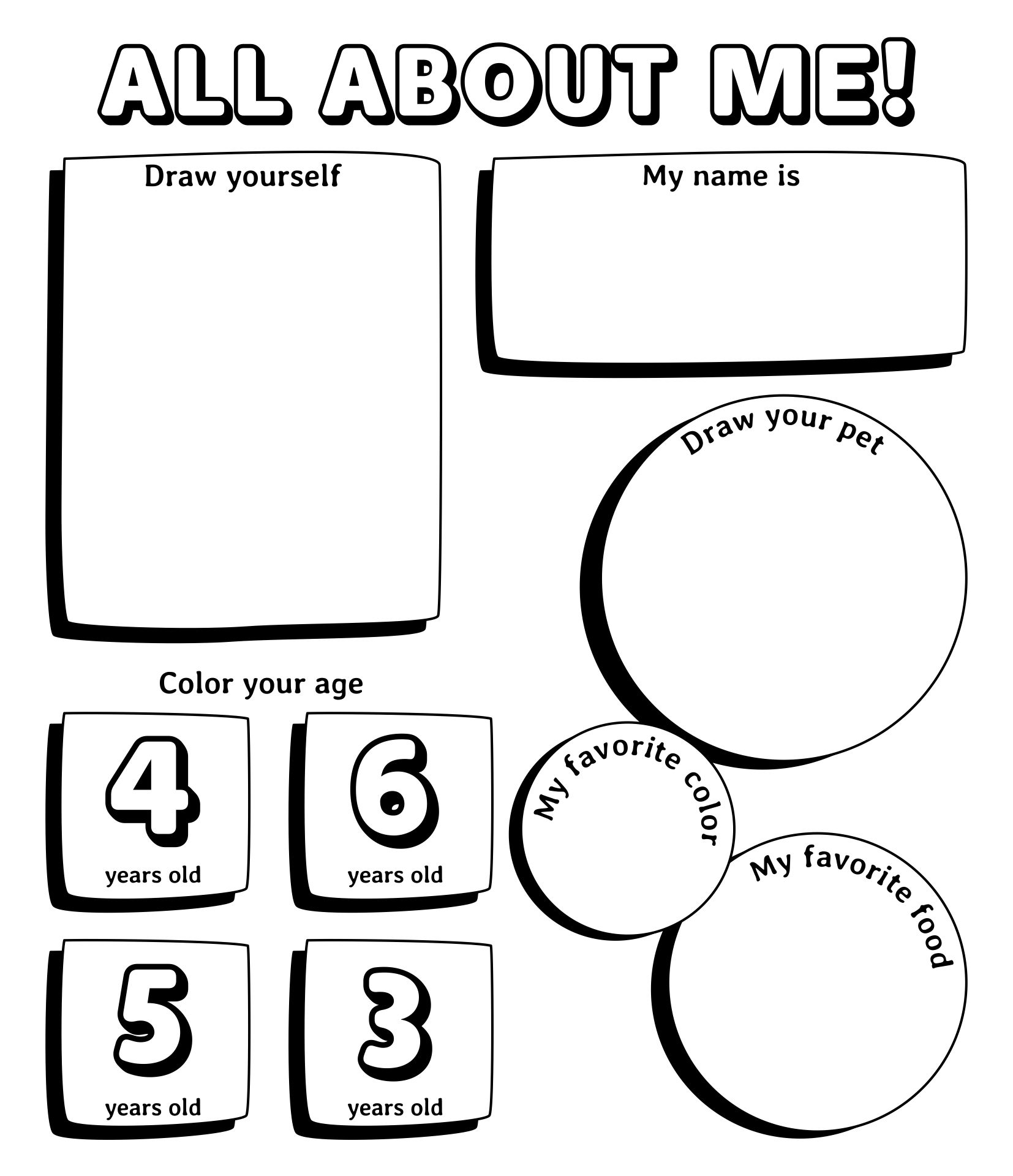 Preschool All About Me Worksheet Printable Activity