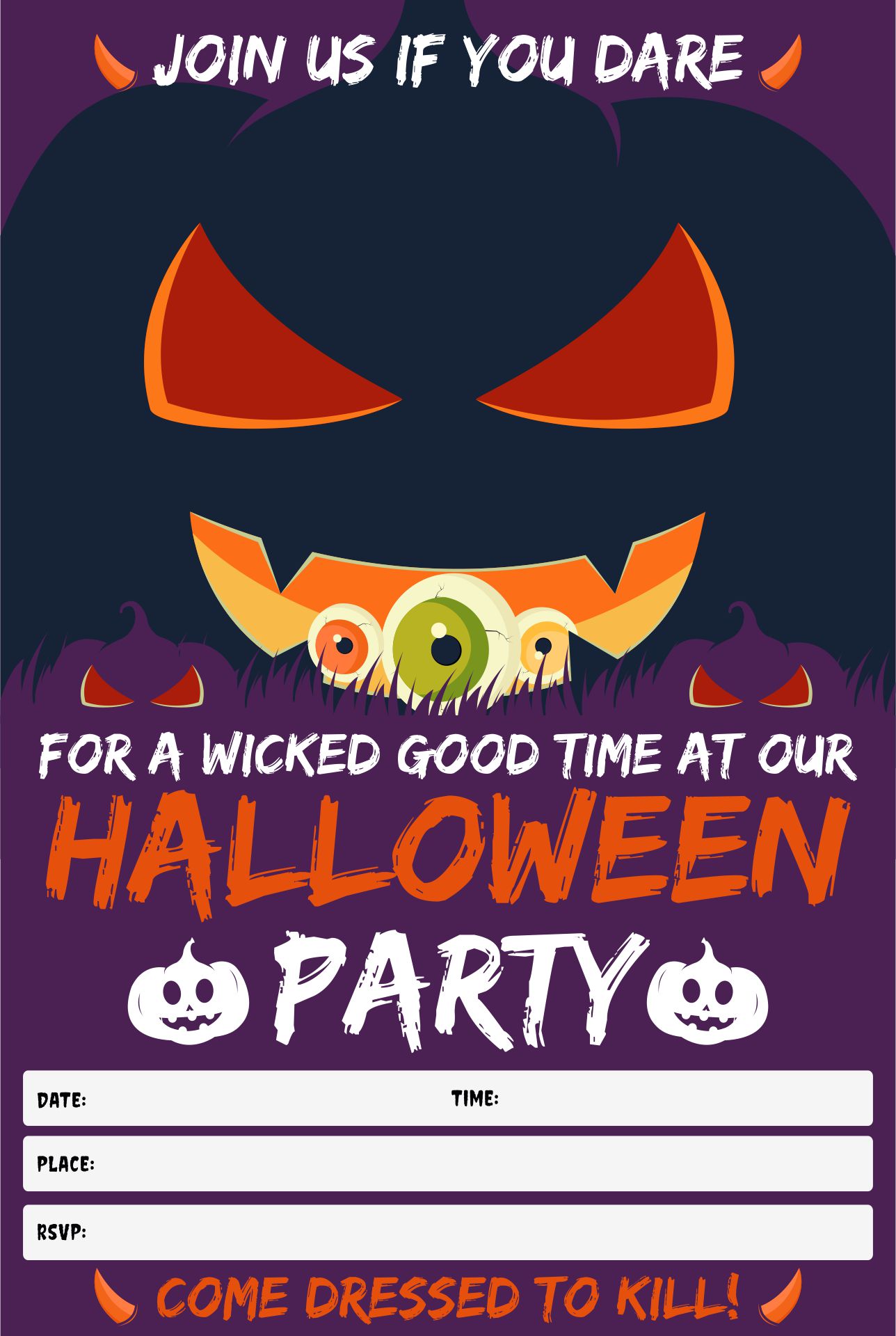 Scary Halloween Party Invitations - 15 Free PDF Printables | Printablee