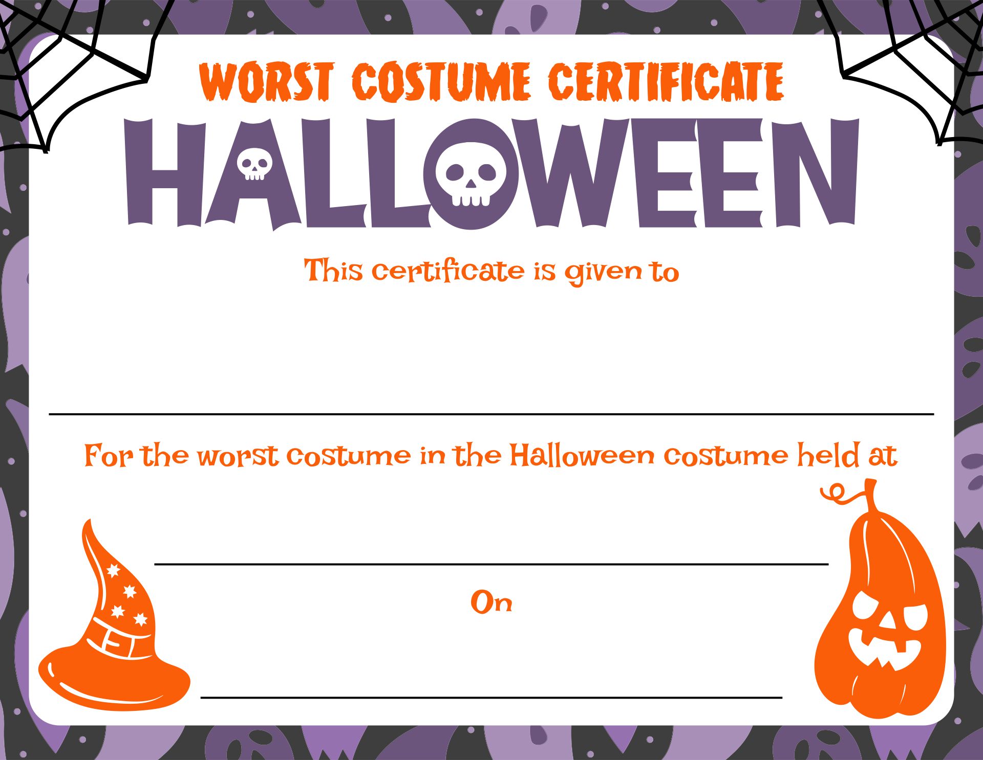 Worst Halloween Costume Awards - 15 Free PDF Printables | Printablee