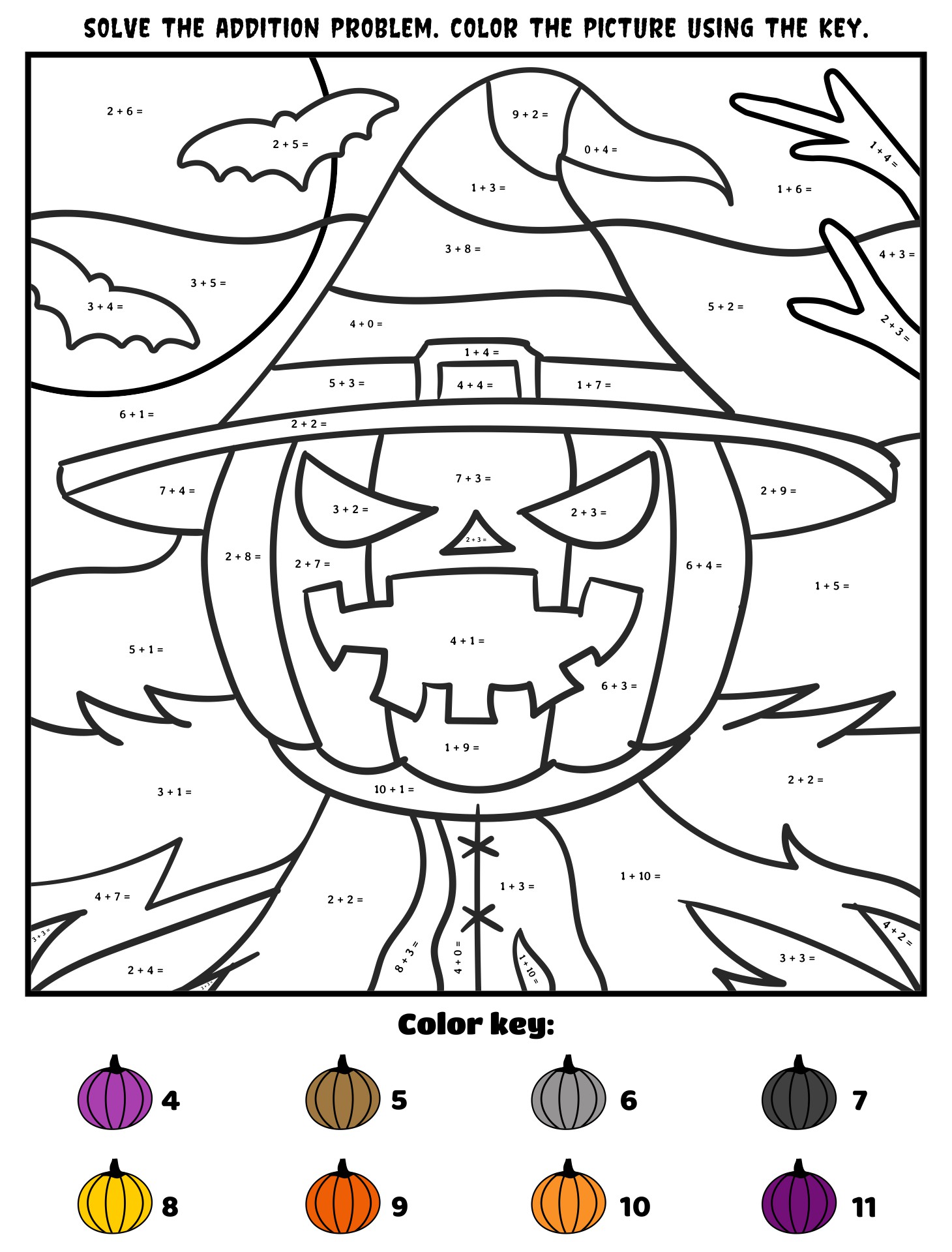 Halloween Addition Color By Number - 25 Free PDF Printables | Printablee