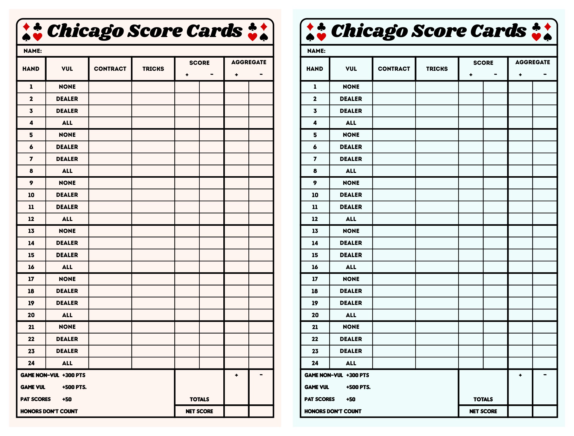 Chicago Bridge Score Sheets Template 10 Free PDF Printables Printablee