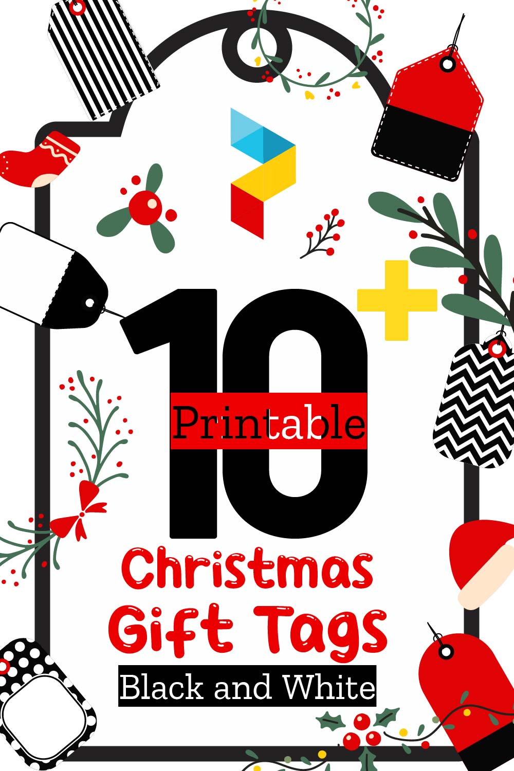 Christmas Gift Tags Black And White