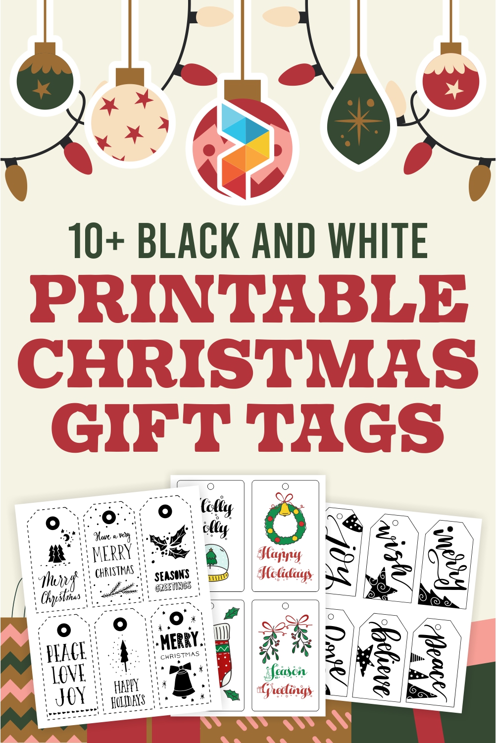 Black And White  Christmas Gift Tags