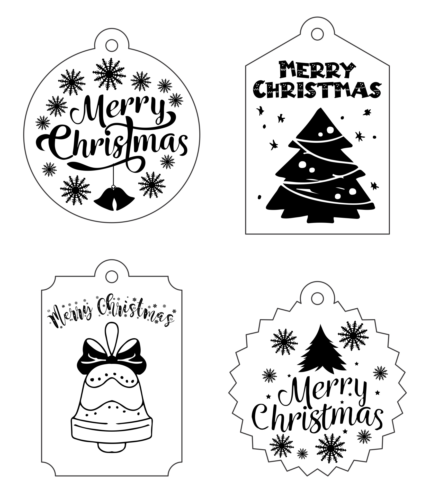 Christmas Tags Black And White - 10 Free PDF Printables | Printablee