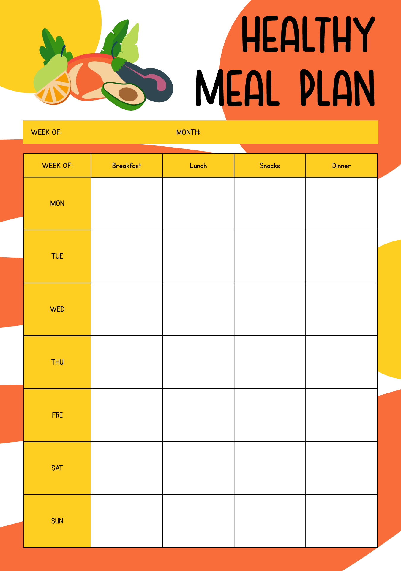 7-Day Diet Chart - 10 Free PDF Printables | Printablee