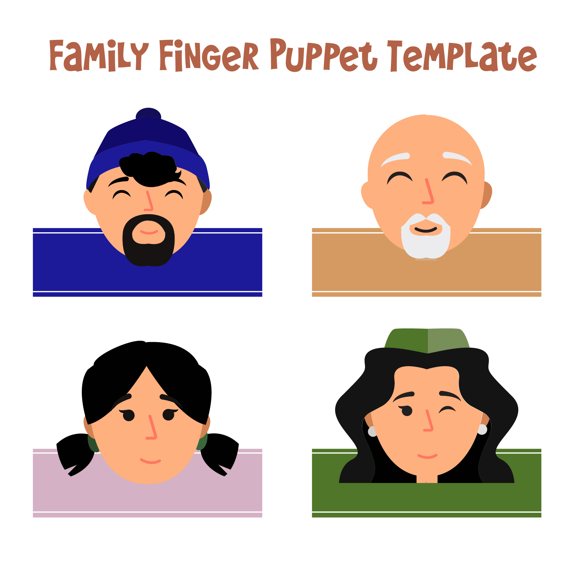 Family People Puppet Play Set