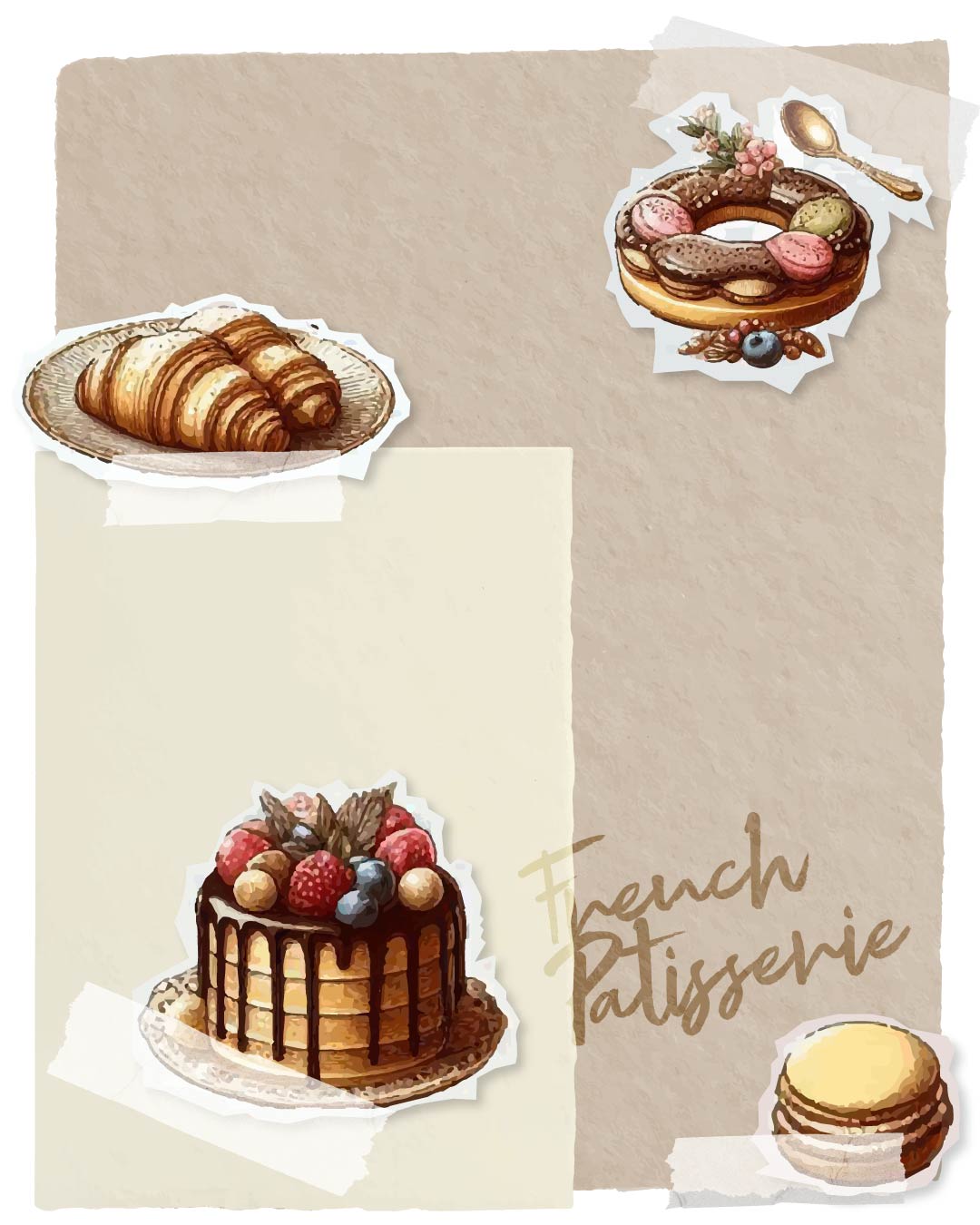 French Patisserie Inspired Scrapbook Items