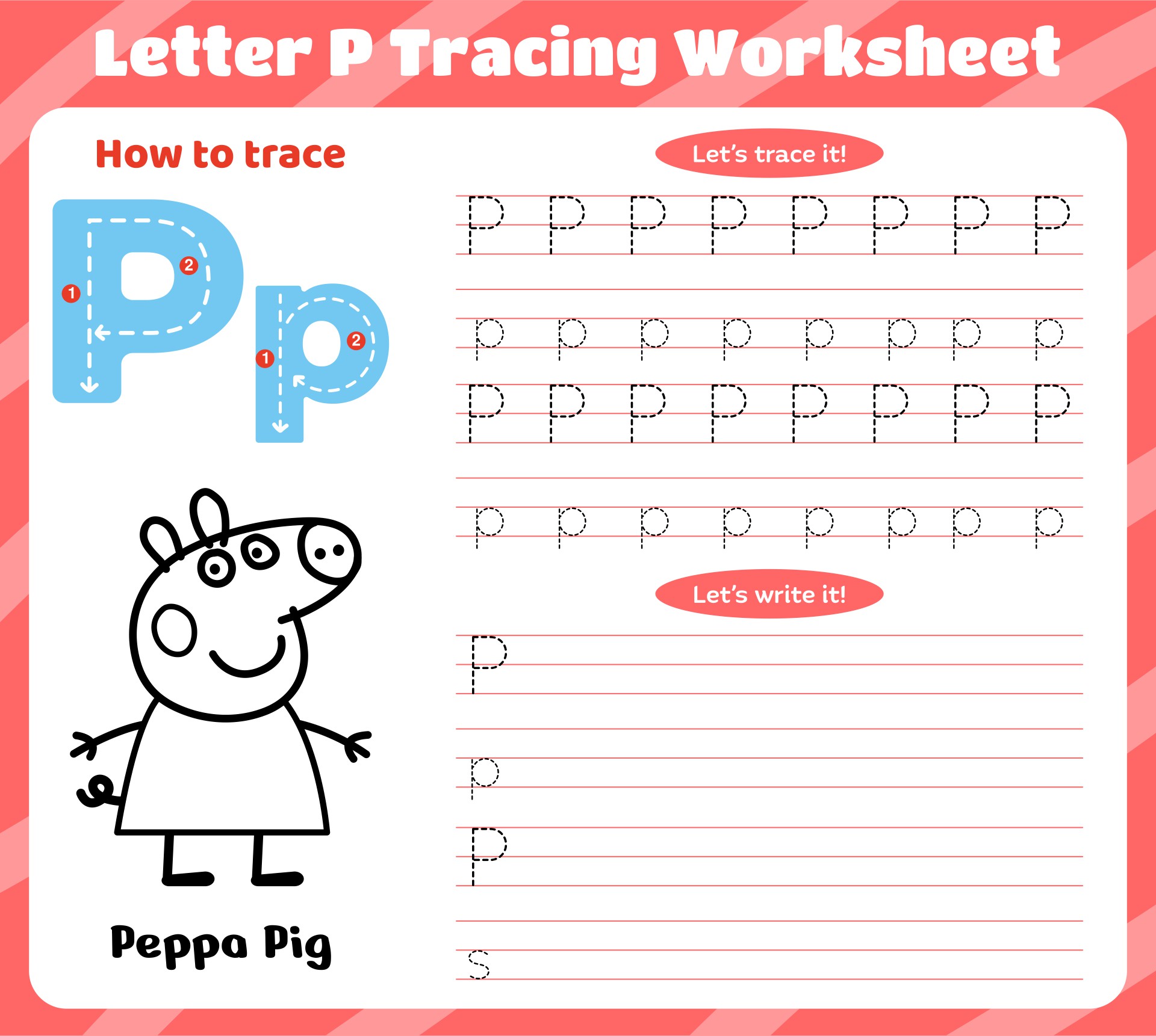 Peppa Pig Alphabet Worksheets