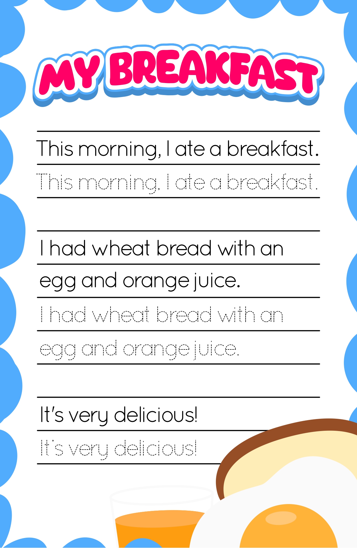 Preschool Breakfast Theme Worksheets