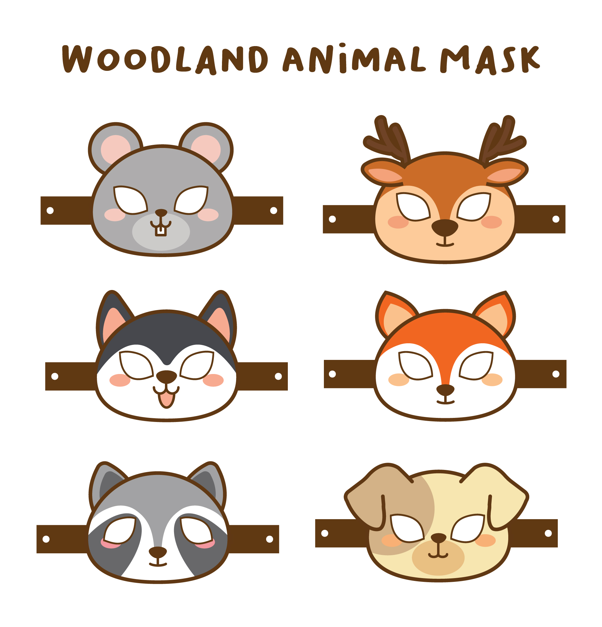 Preschool Woodland Animal Face Masks