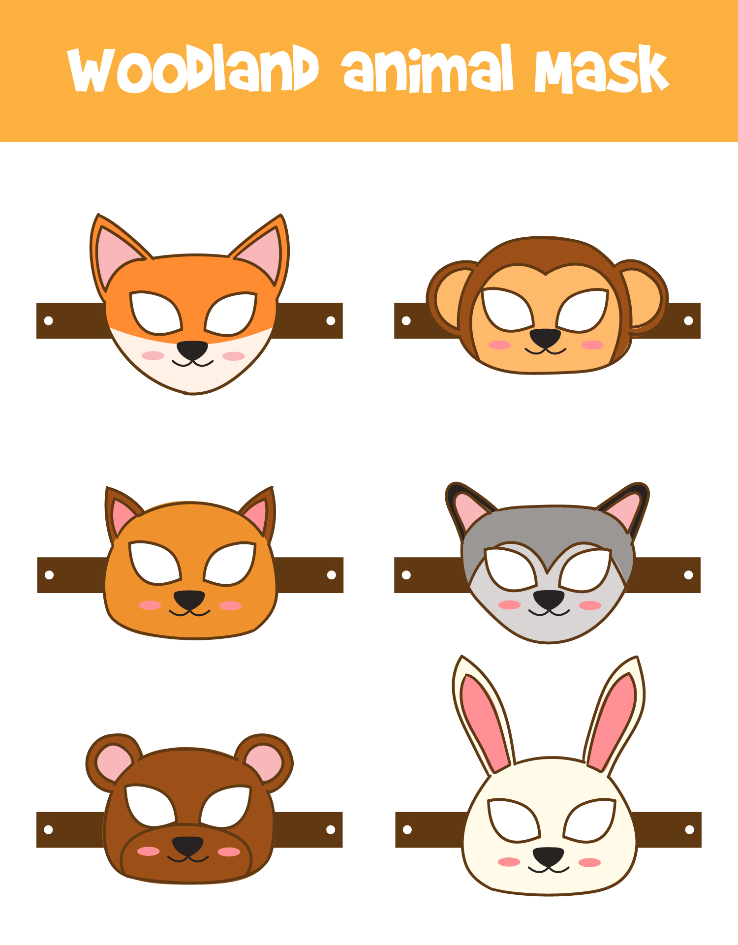 Printable Masks for Woodland Animal Parties