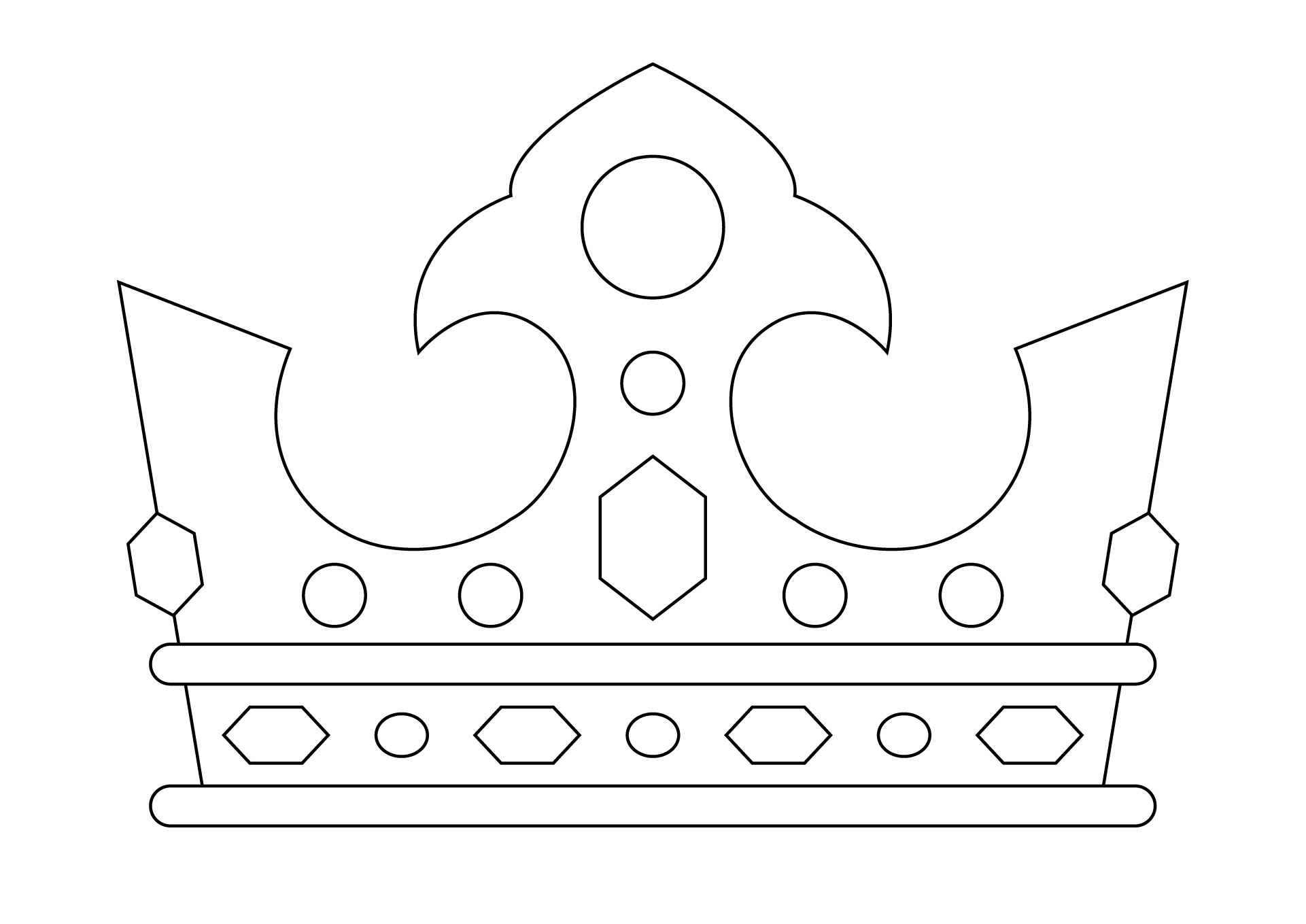 Simple Prince Crown Outlines for Coloring