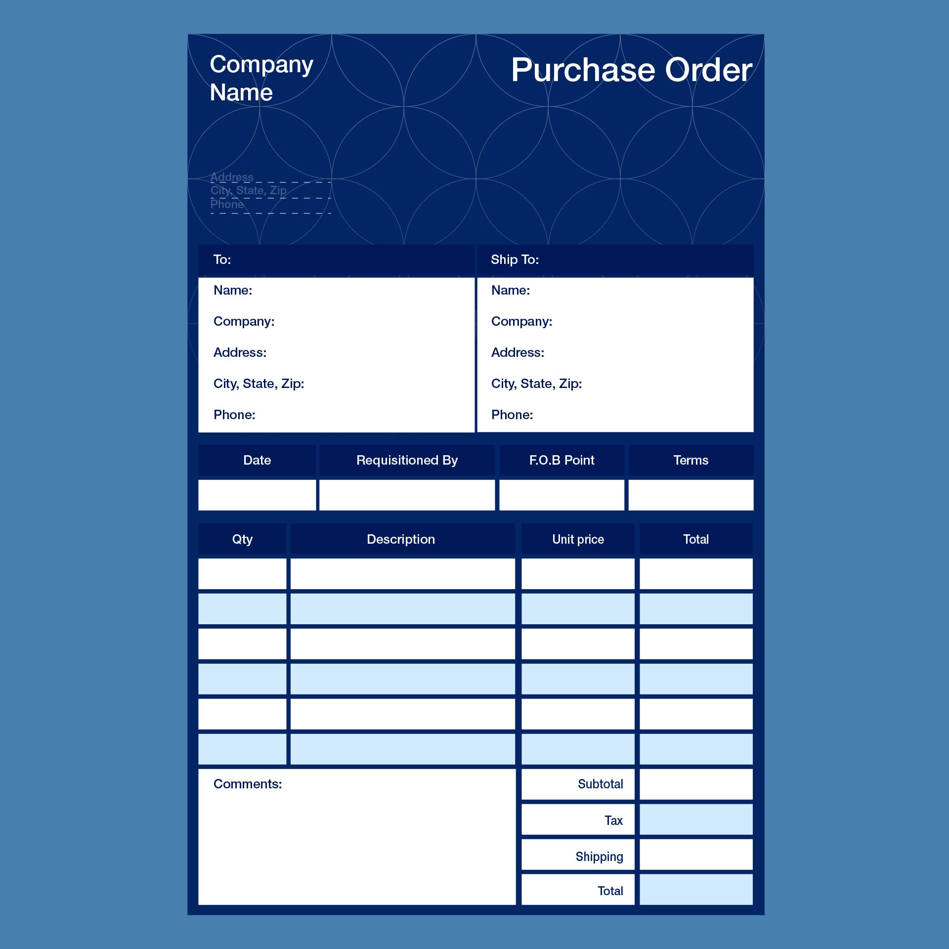 Simple Printable PO Template for Retail