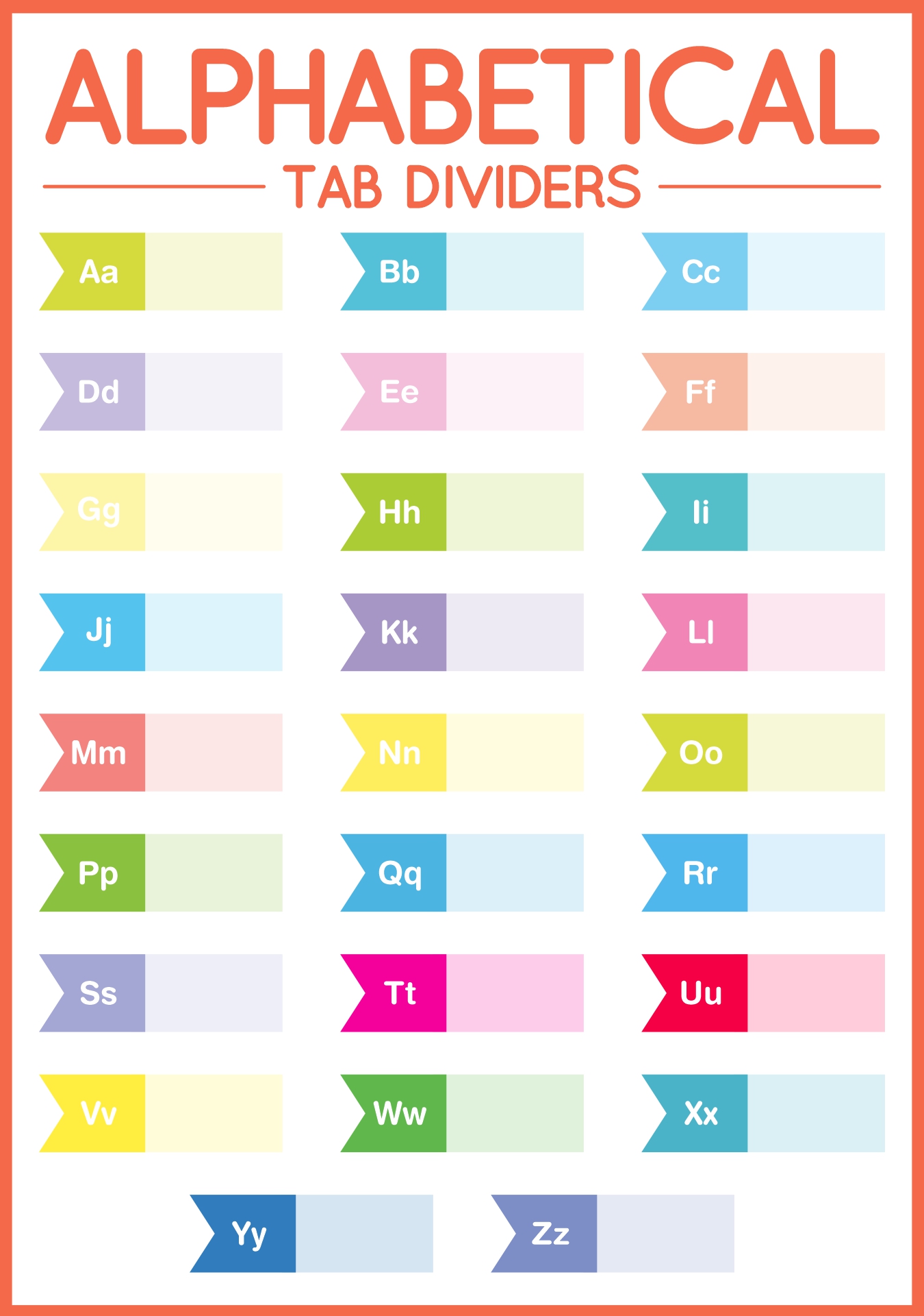 Alphabetical Tab Dividers Printable