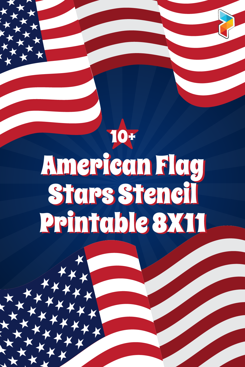 American Flag Stars Stencil 8X11