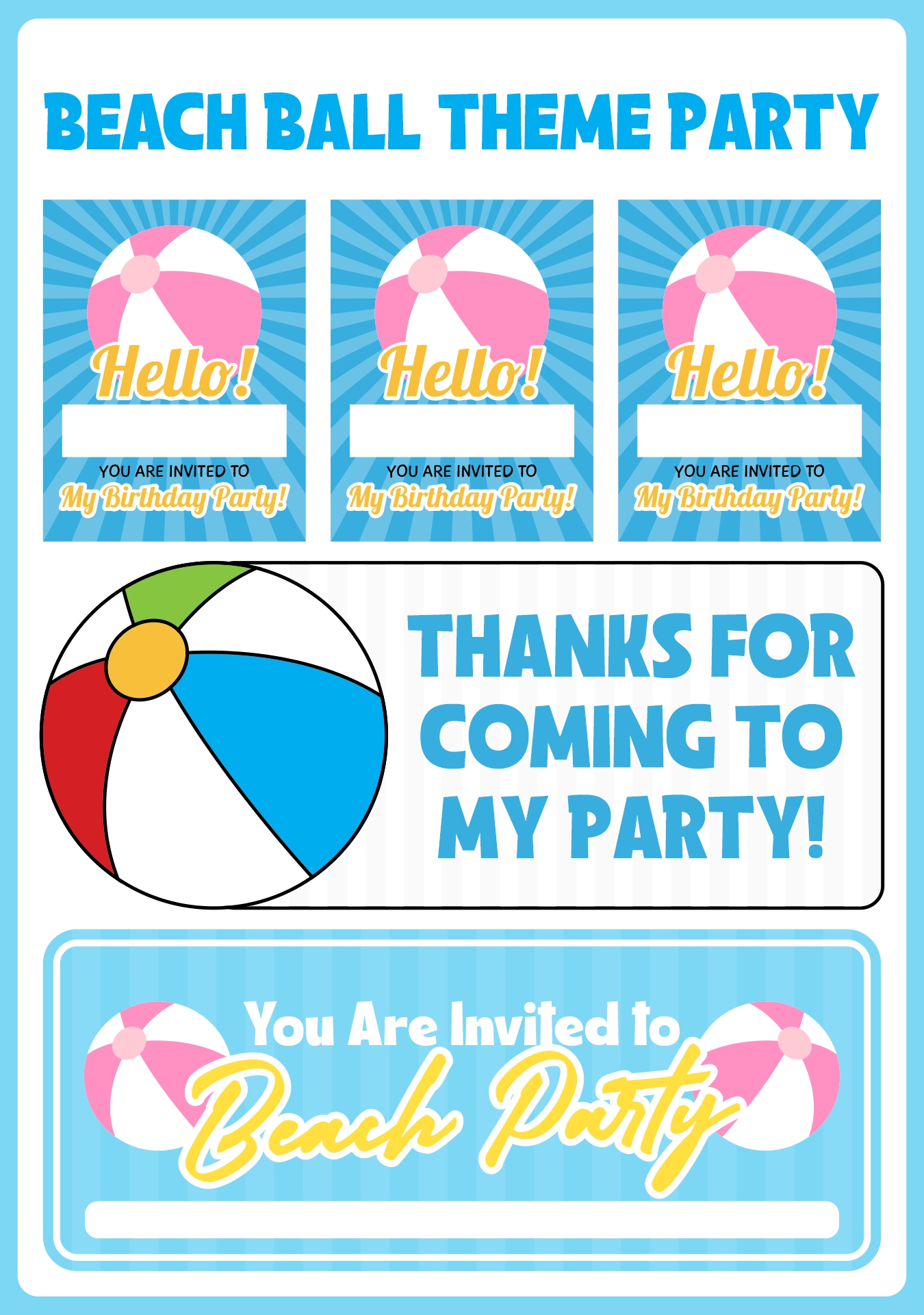 Beach Ball Theme Party Printout