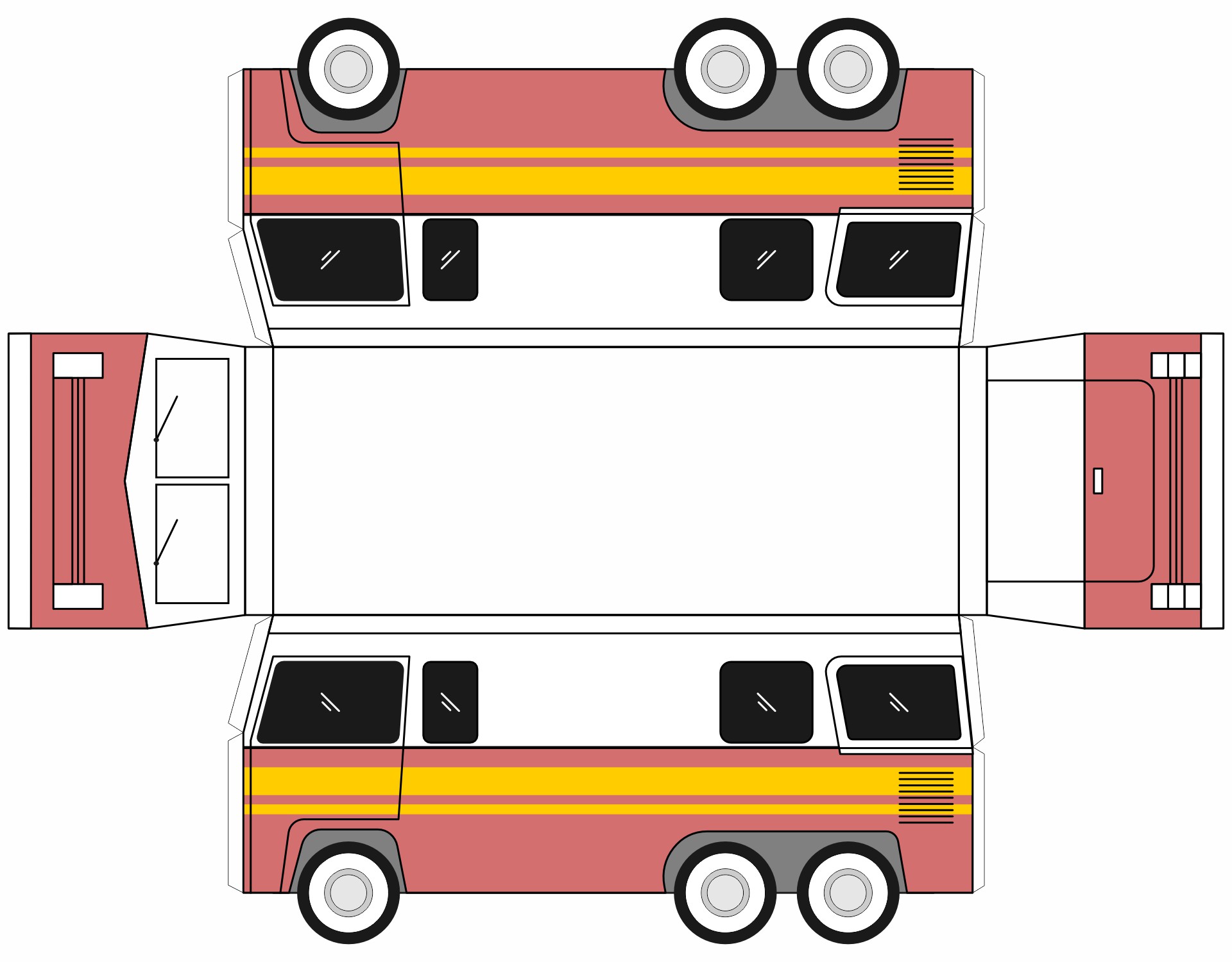 Camping Van Paper Craft Template