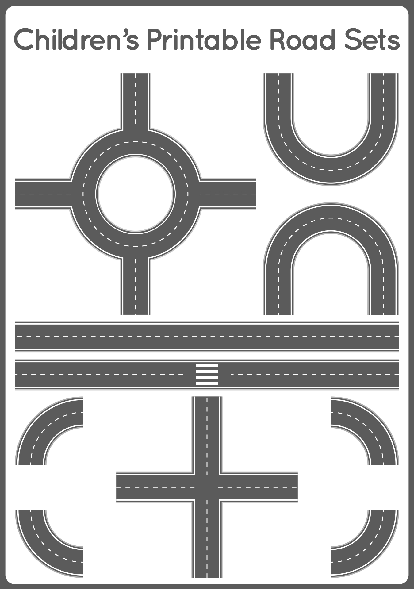 Children’s Printable Road Sets for Cars