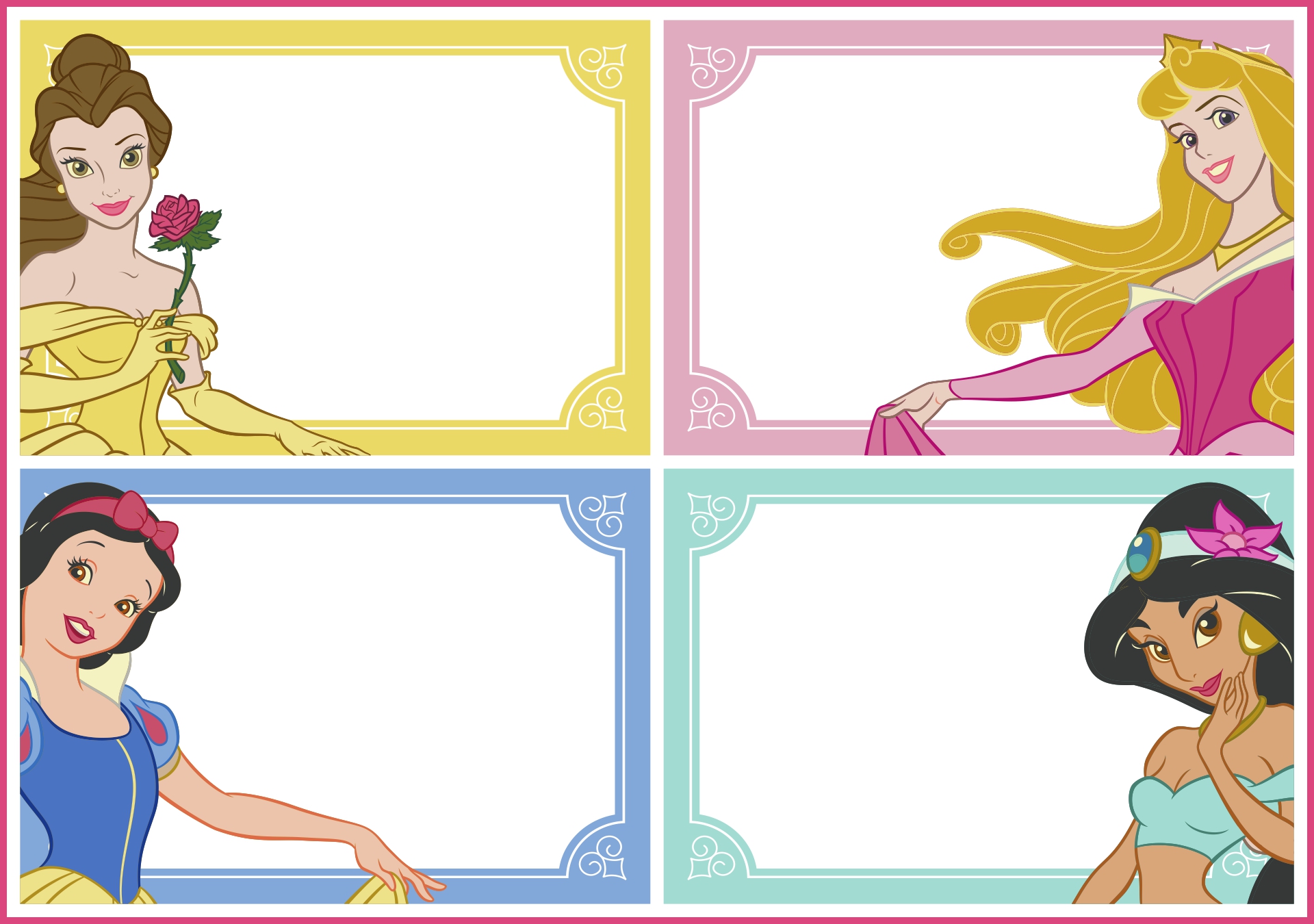 Disney Princess Birthday Sticker Printable Tags