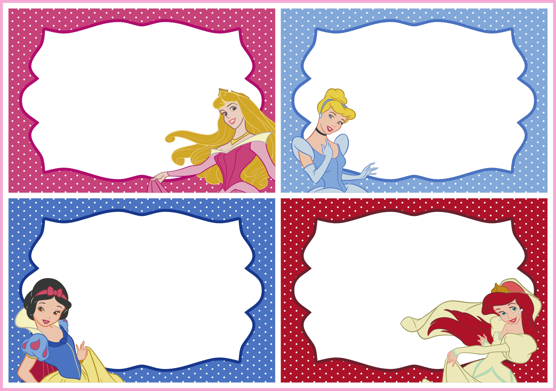 Disney Princess Themed Party Labels