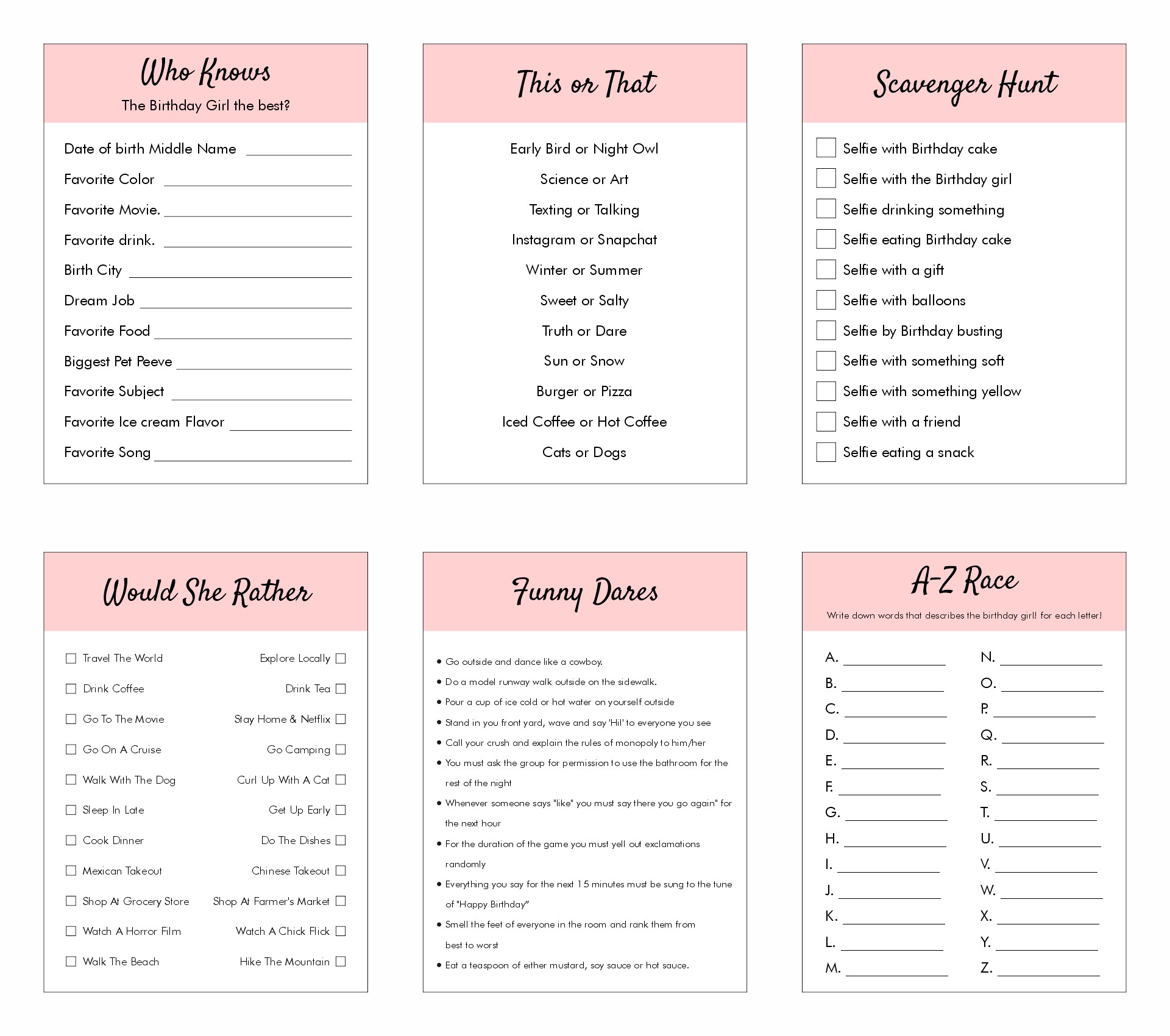 Girls Birthday Games Sweet 16 Planner Guide