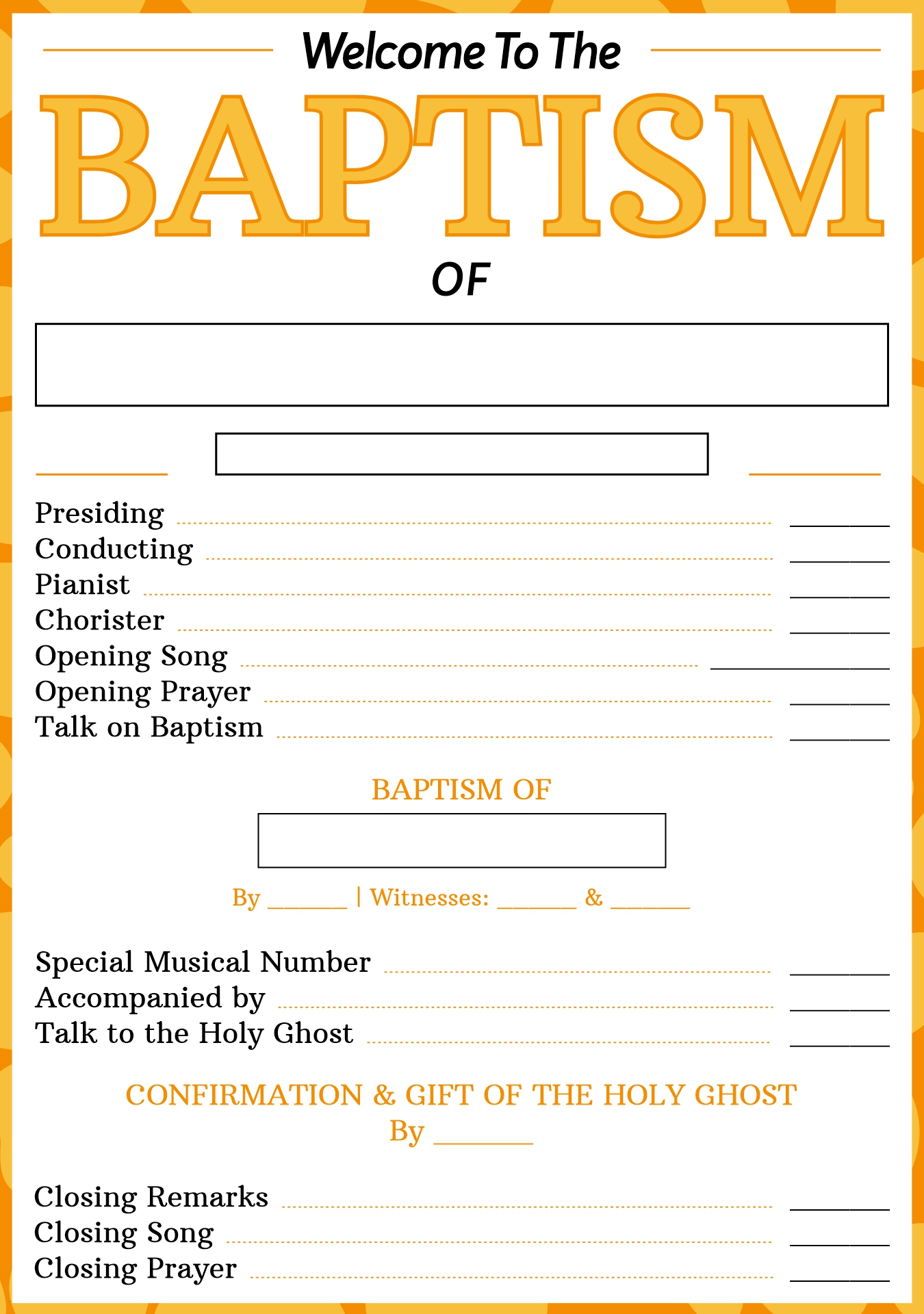 LDS Baptism Program Design for Boys