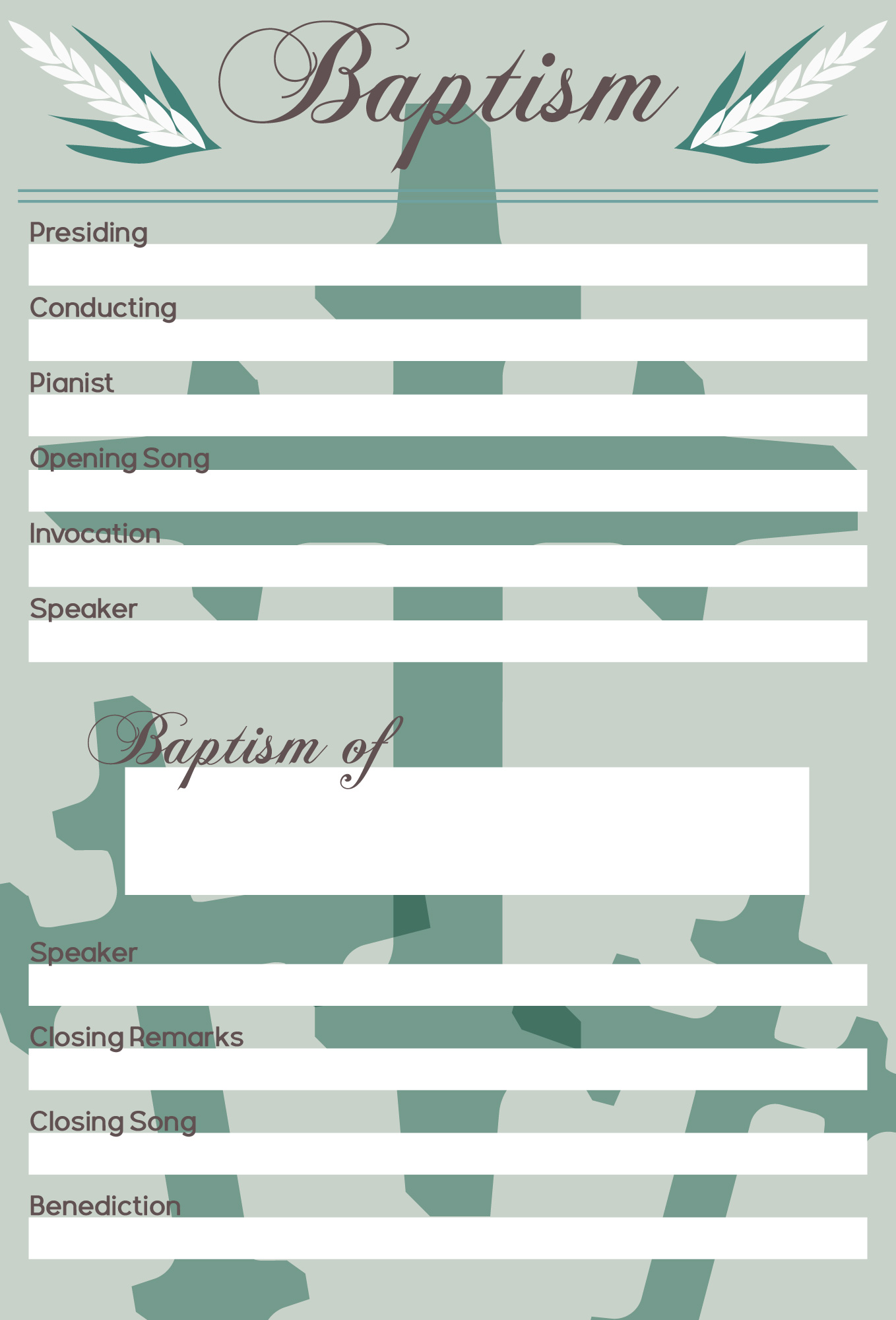 LDS Baptism Service Outline Printable