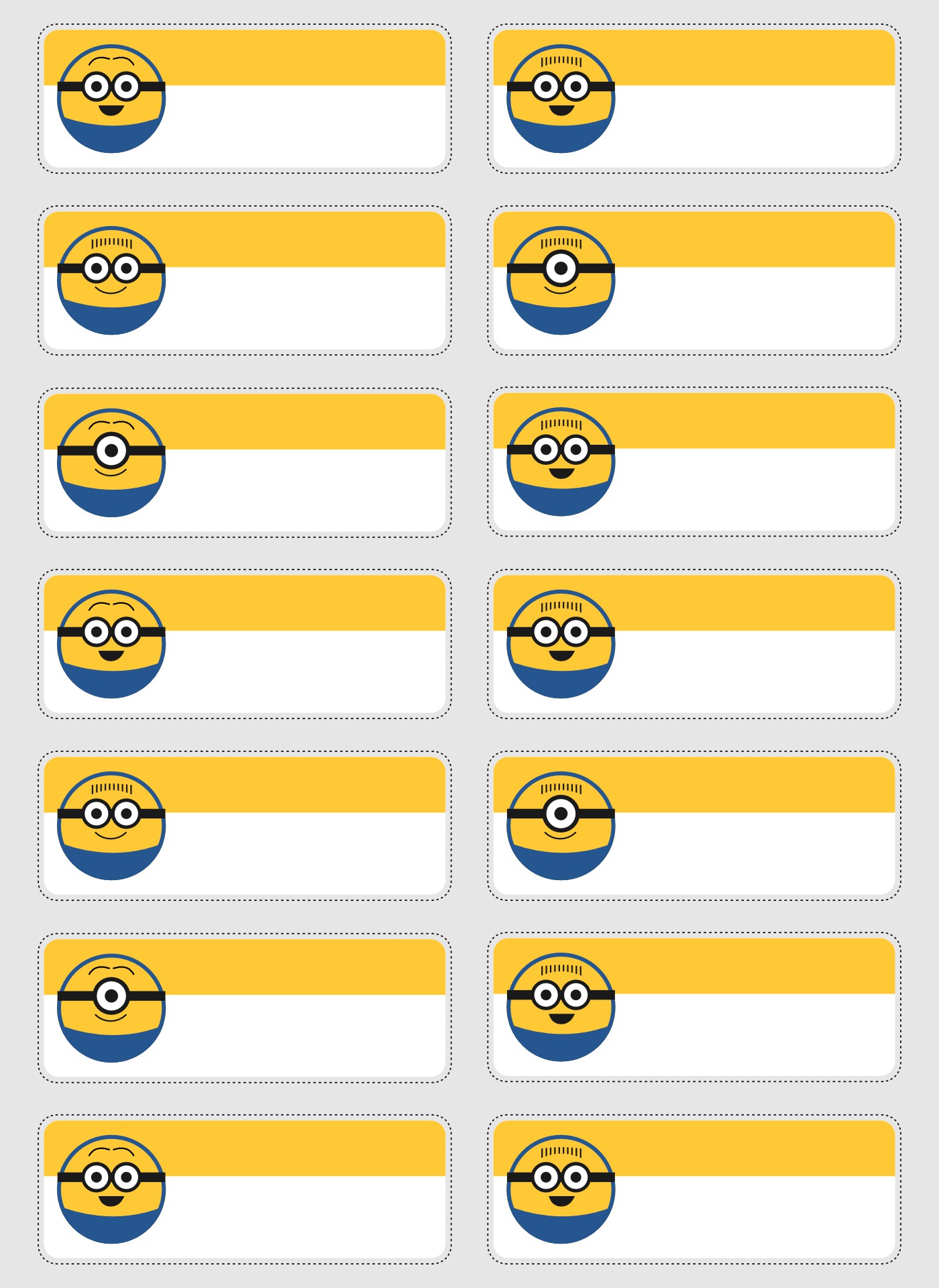 Minions Name Label Stickers Printable