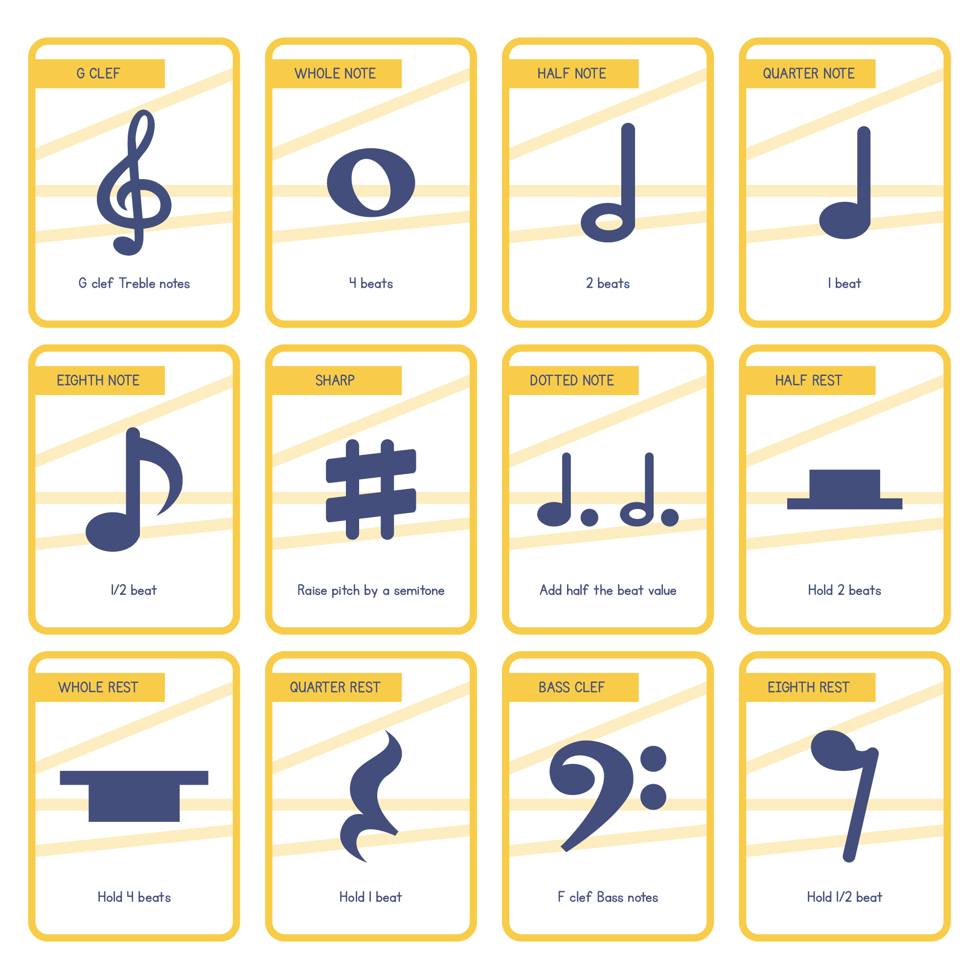 Music Symbols Printable Flashcards