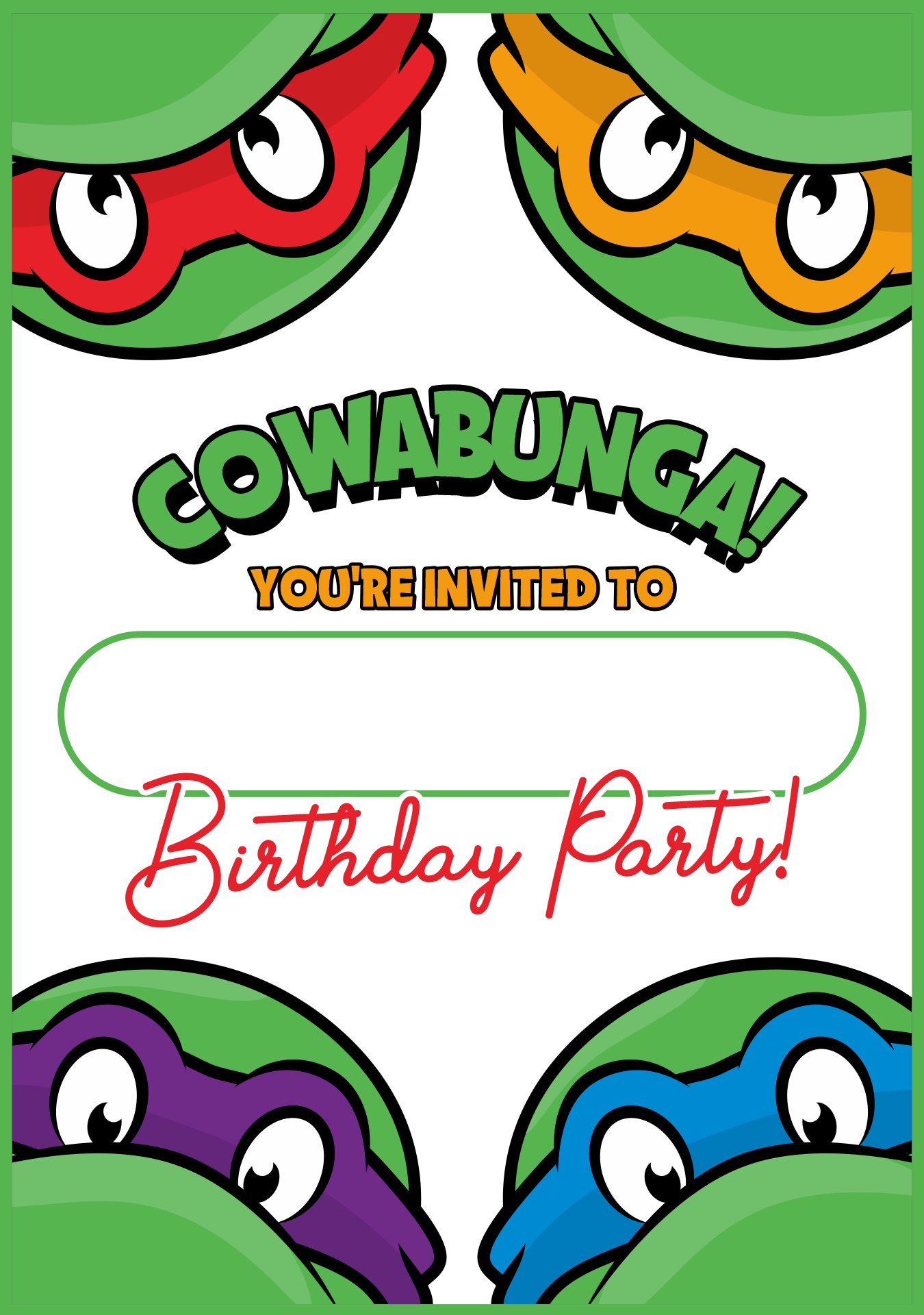 Ninja Turtle Birthday Party Invitations