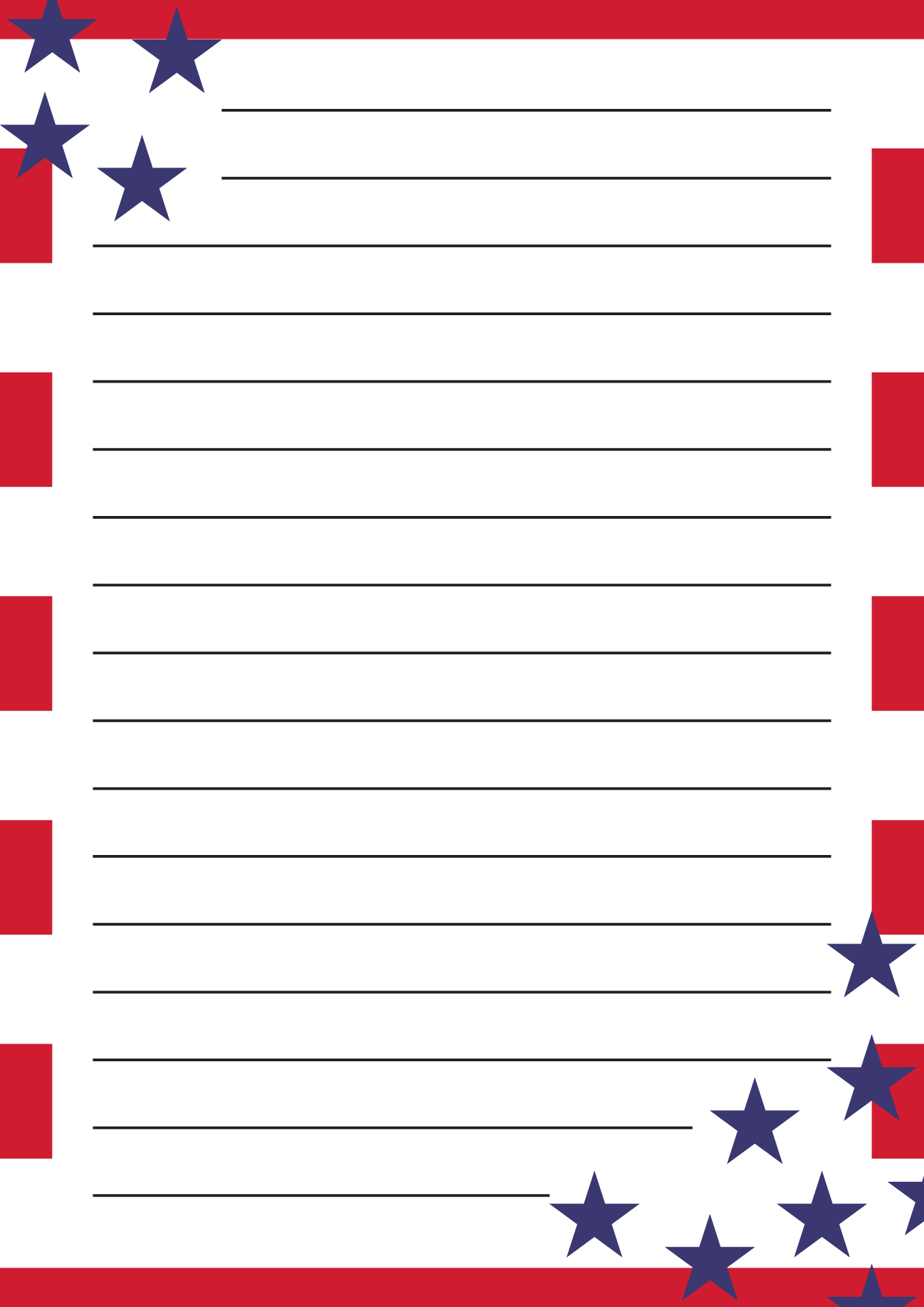 Patriotic Border Writing Paper