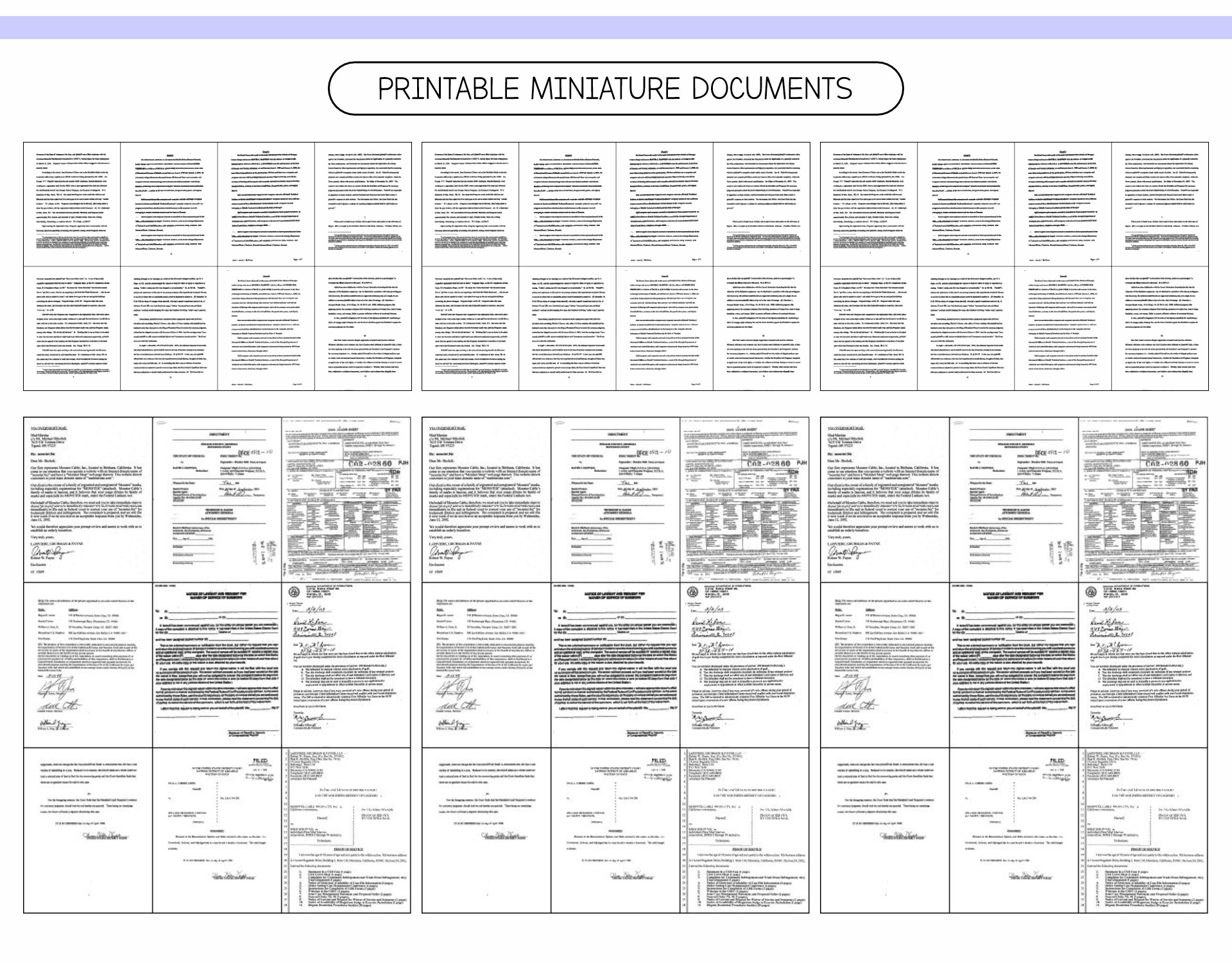 Printable Miniature Documents