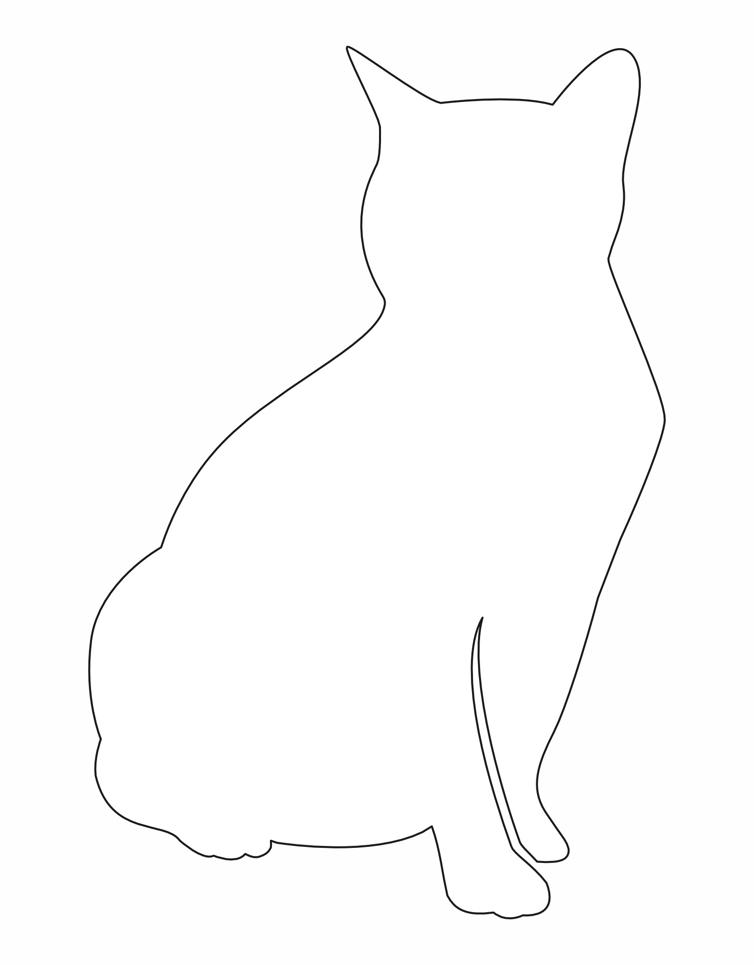 Printable Sitting Cat Template