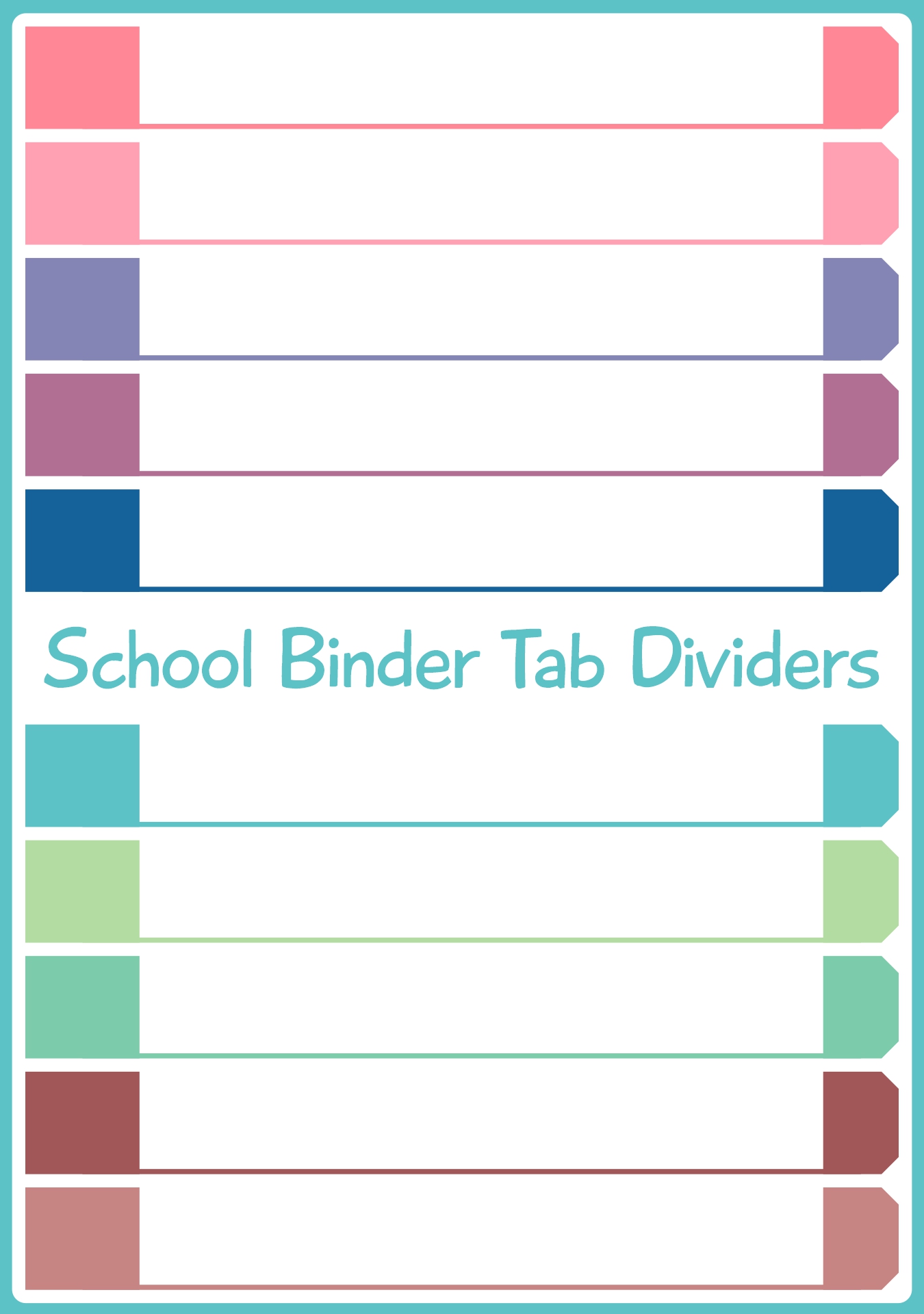 School Binder Tab Dividers Printable