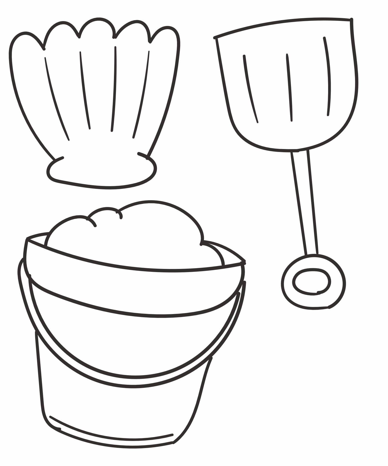 Seashell Bucket and Spade Outline Templates