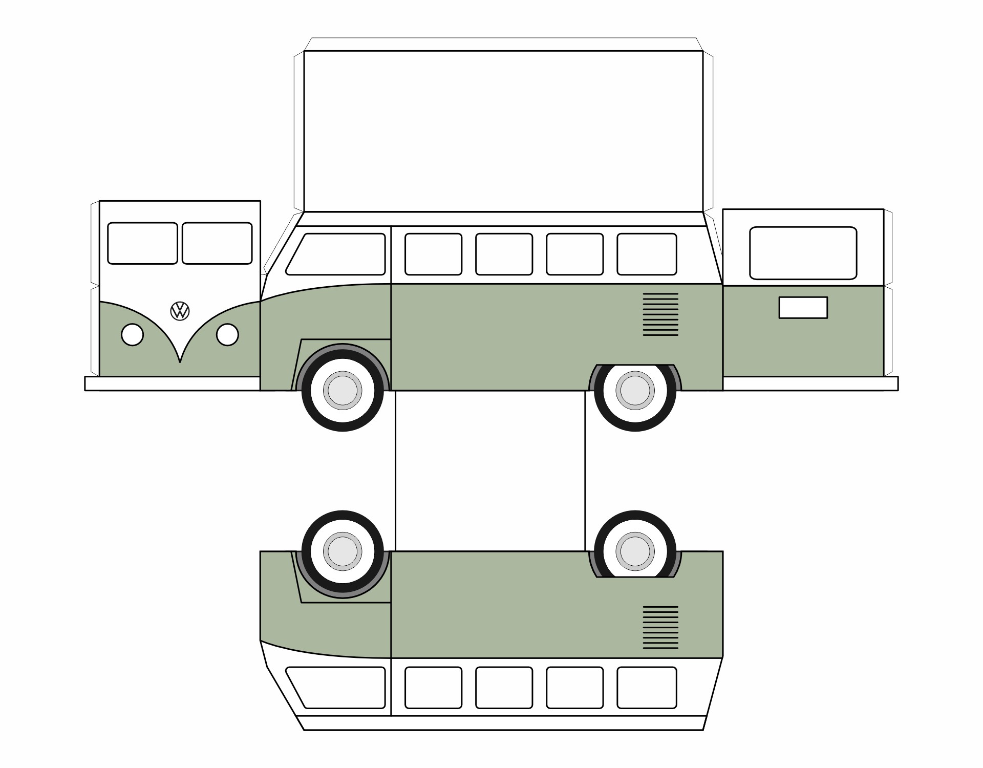 Volkswagen Bus Deluxe Paper Model Template