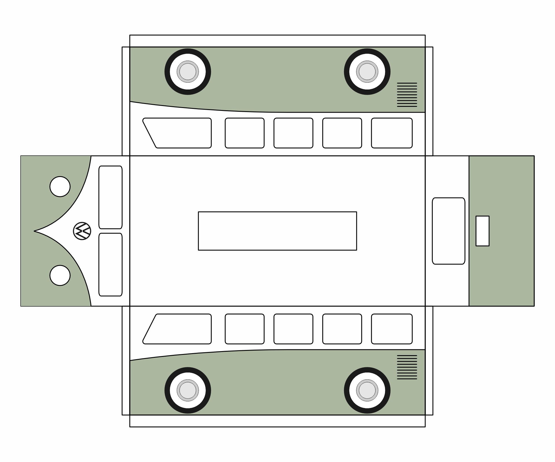 VW Bus Inspired Tissue Box Cover Paper Model Template