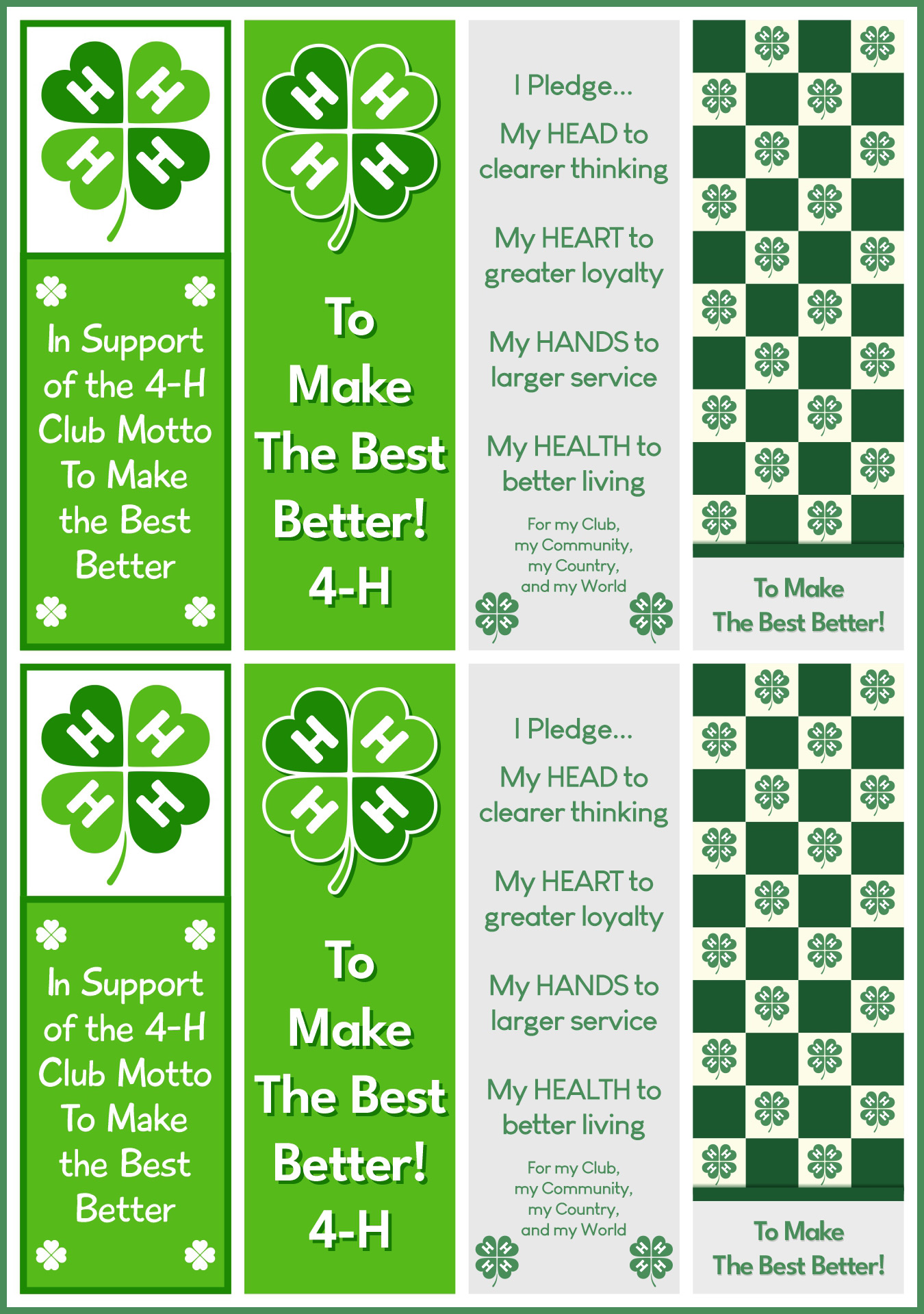 4-H Pledge Printable Bookmark