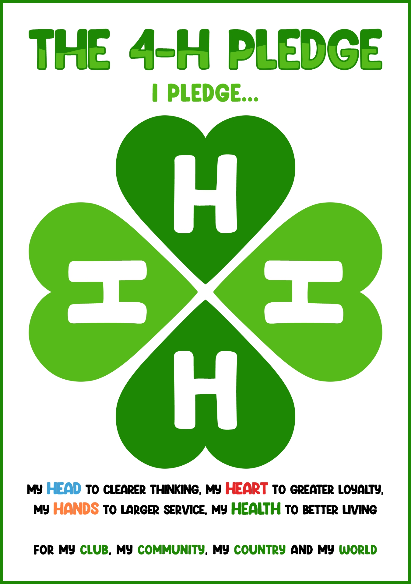 4-H Pledge Printable Posters