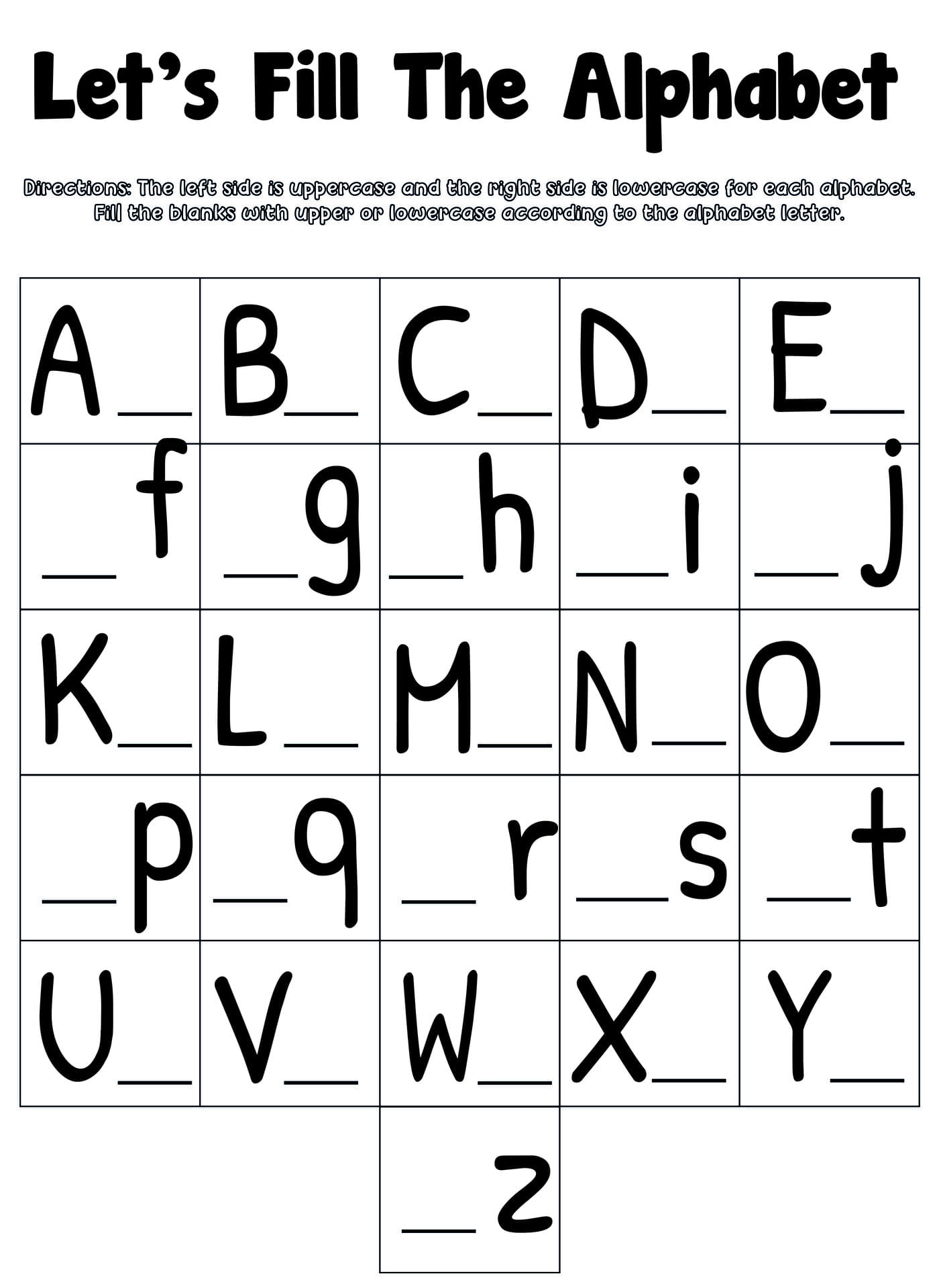 Alphabet Practice Sheets Upper and Lowercase Print