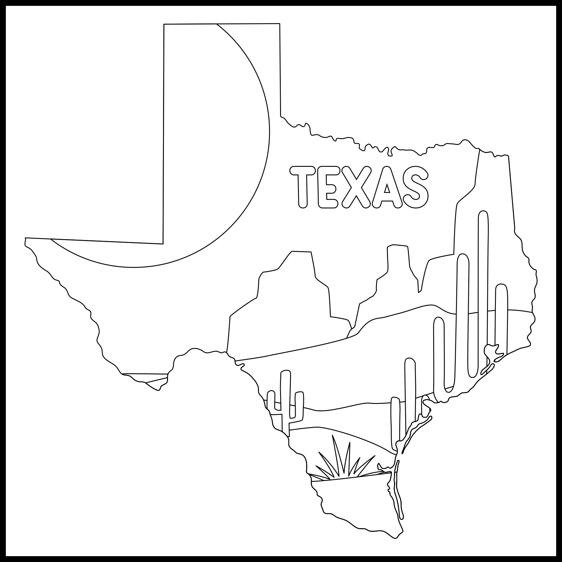 Basic Outline of Texas for Coloring Activities