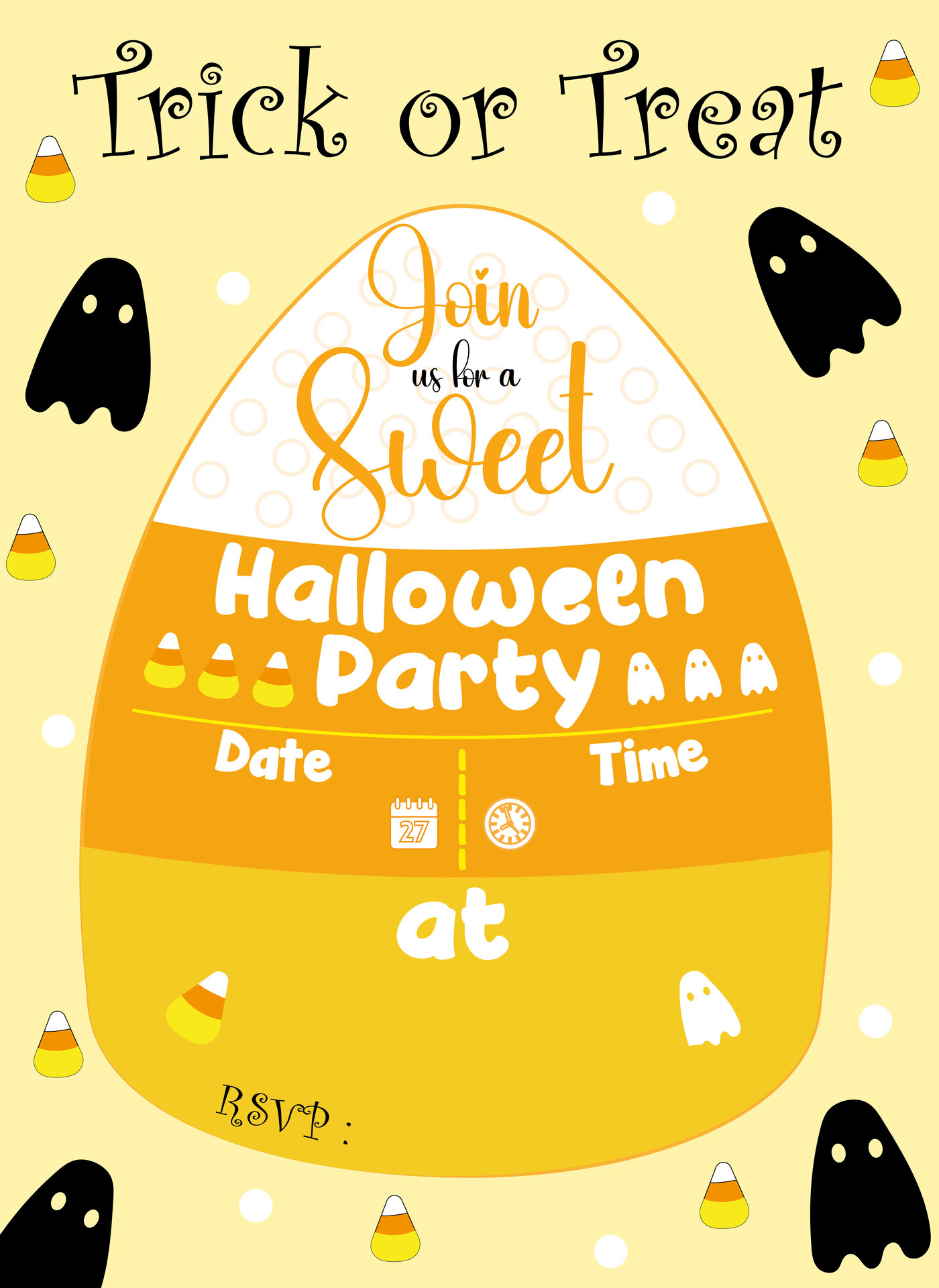 Candy Corn Theme Party Invitations