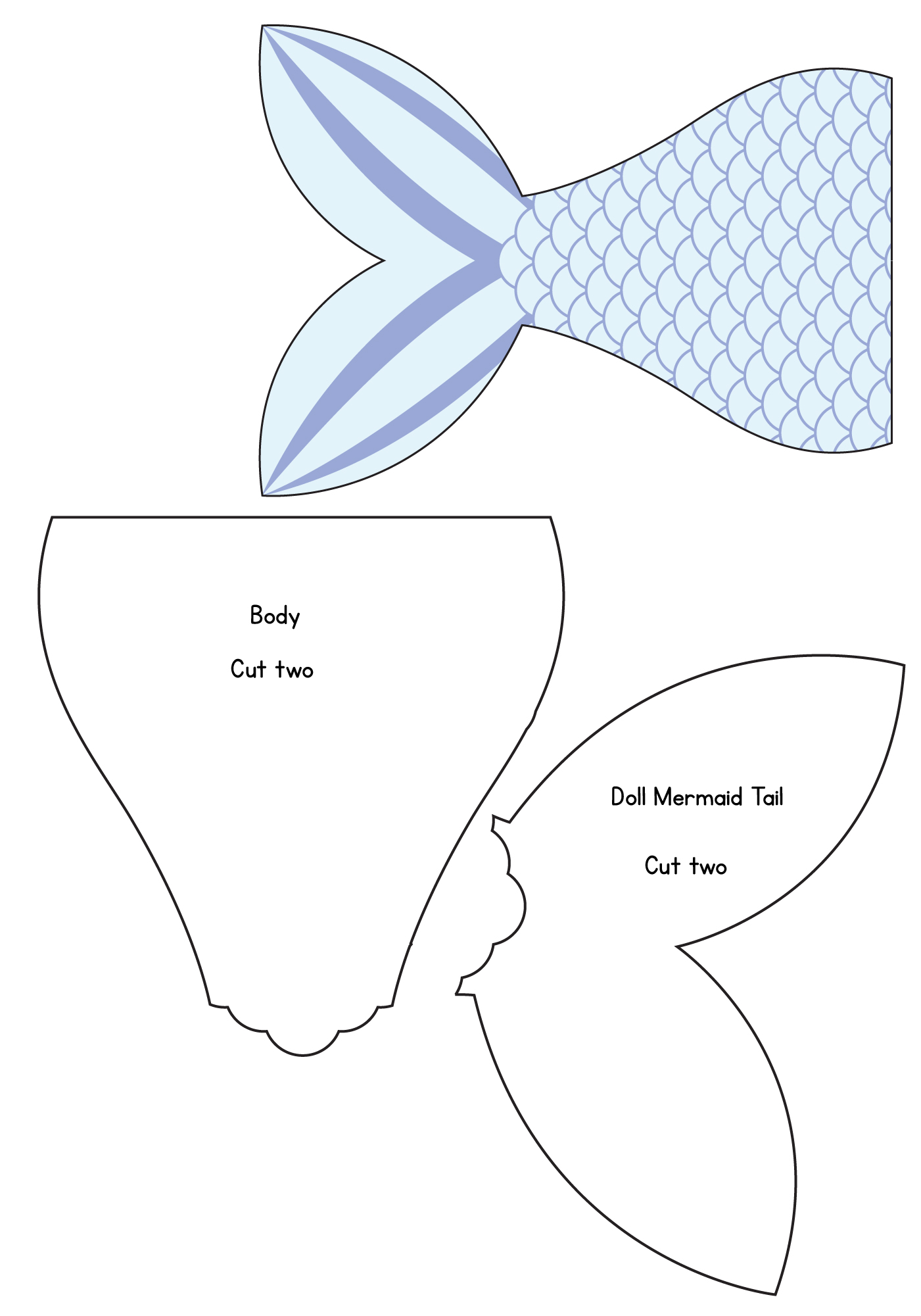 Child-size Mermaid Tail Pattern Printable